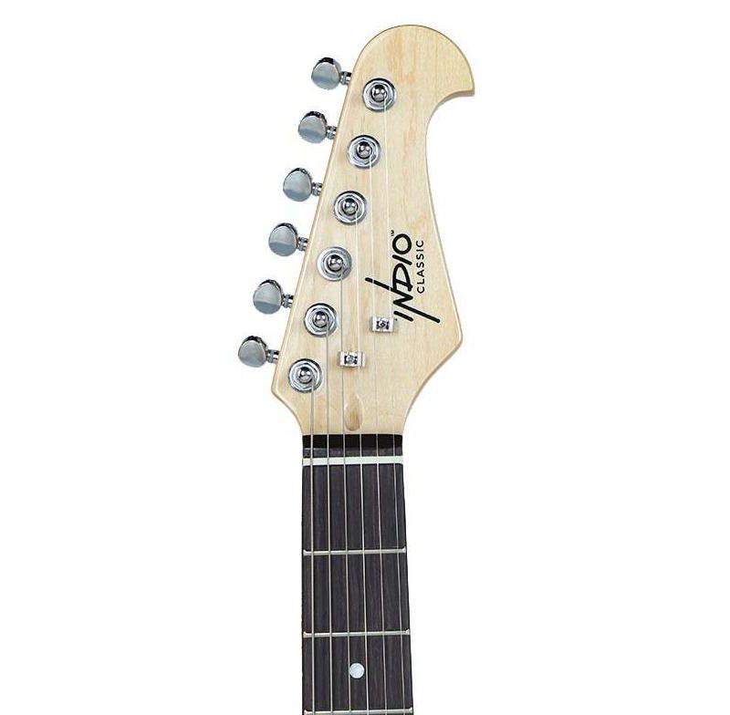 Monoprice Offset OS20 Classic Electric Guitar - White, With Gig Bag, Two Single Coils and a Humbucker - Indio Guitars