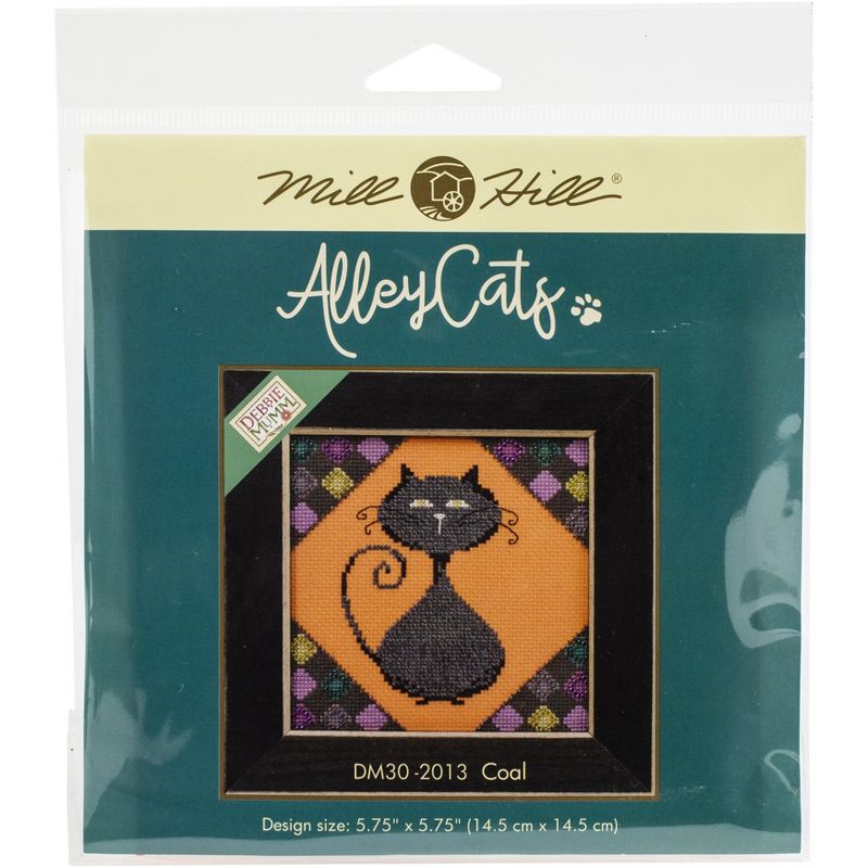Mill Hill/Debbie Mumm Counted Cross Stitch Kit 5.75"X5.75"-Alley Cats-Coal (14 Count)