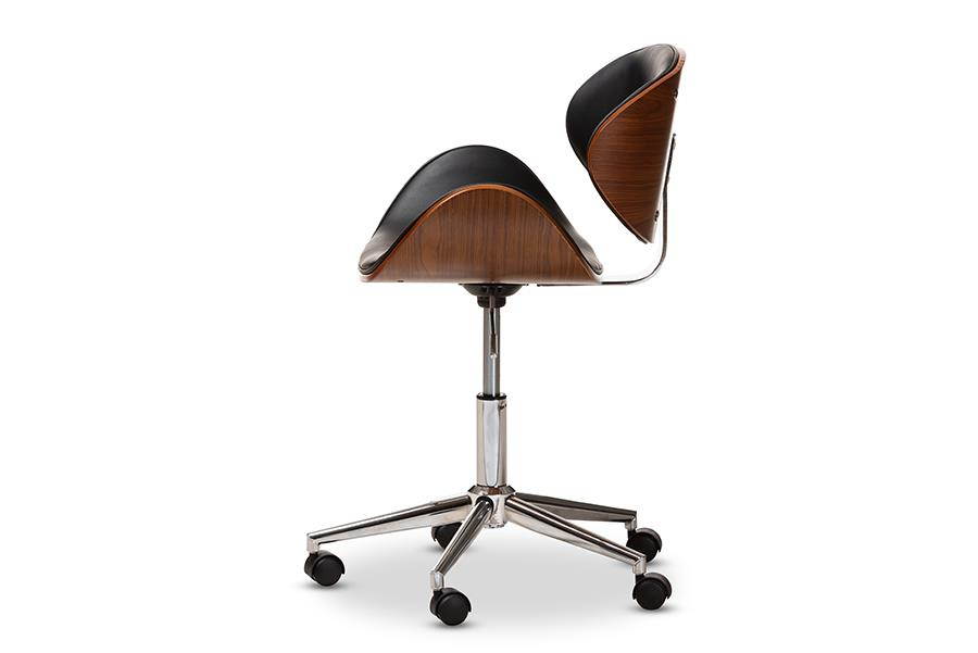 Baxton Studio Ambrosio Modern and Contemporary Black Faux Leather Upholstered Chrome-Finished Metal Adjustable Swivel Office Chair