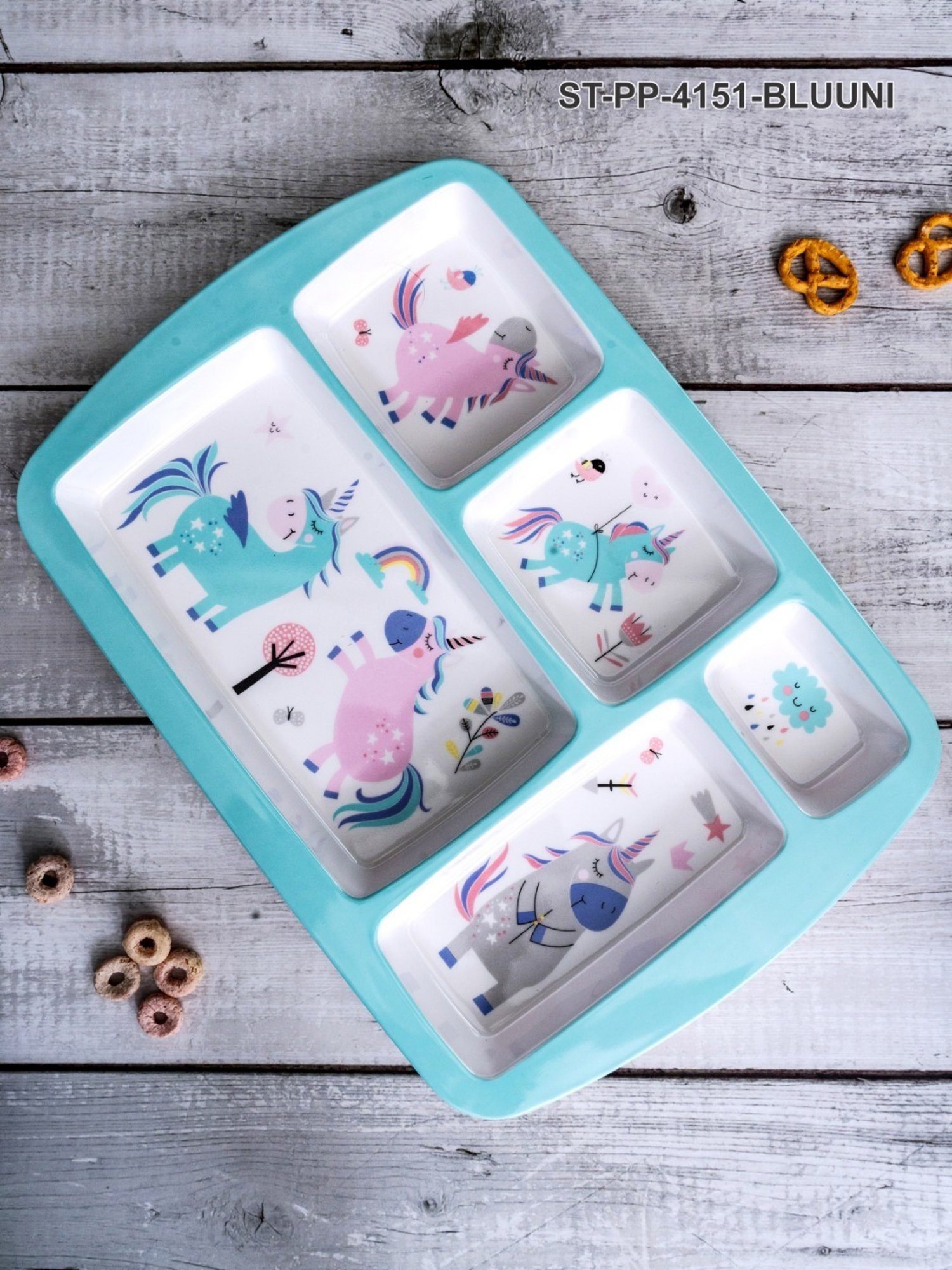 Stehlen Multicolor Melamine Kids Partition Plate - Set of 5