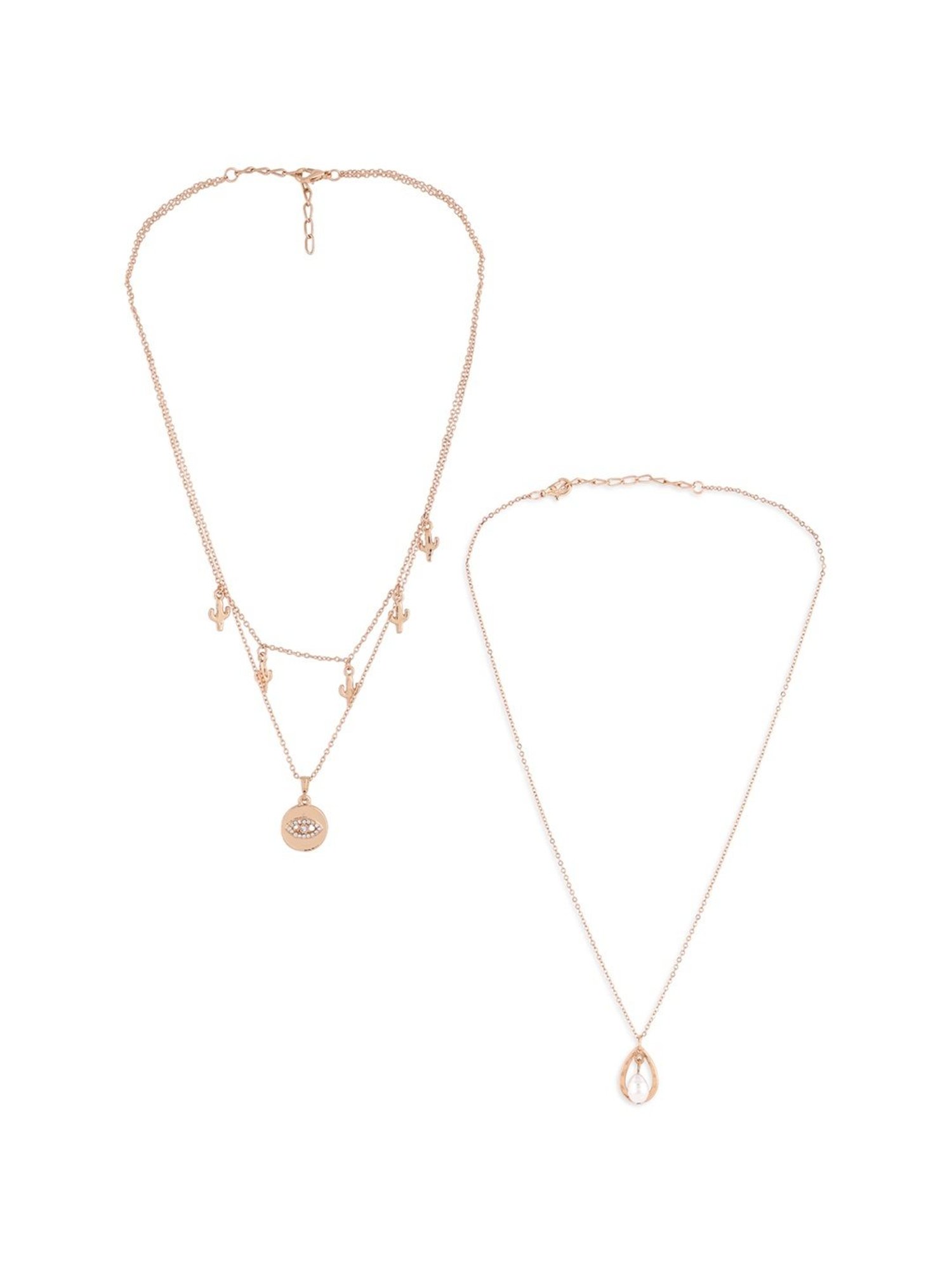 Zaveri Pearls Set of 2 Gold Tone Contemporary Chains -ZPFK15102