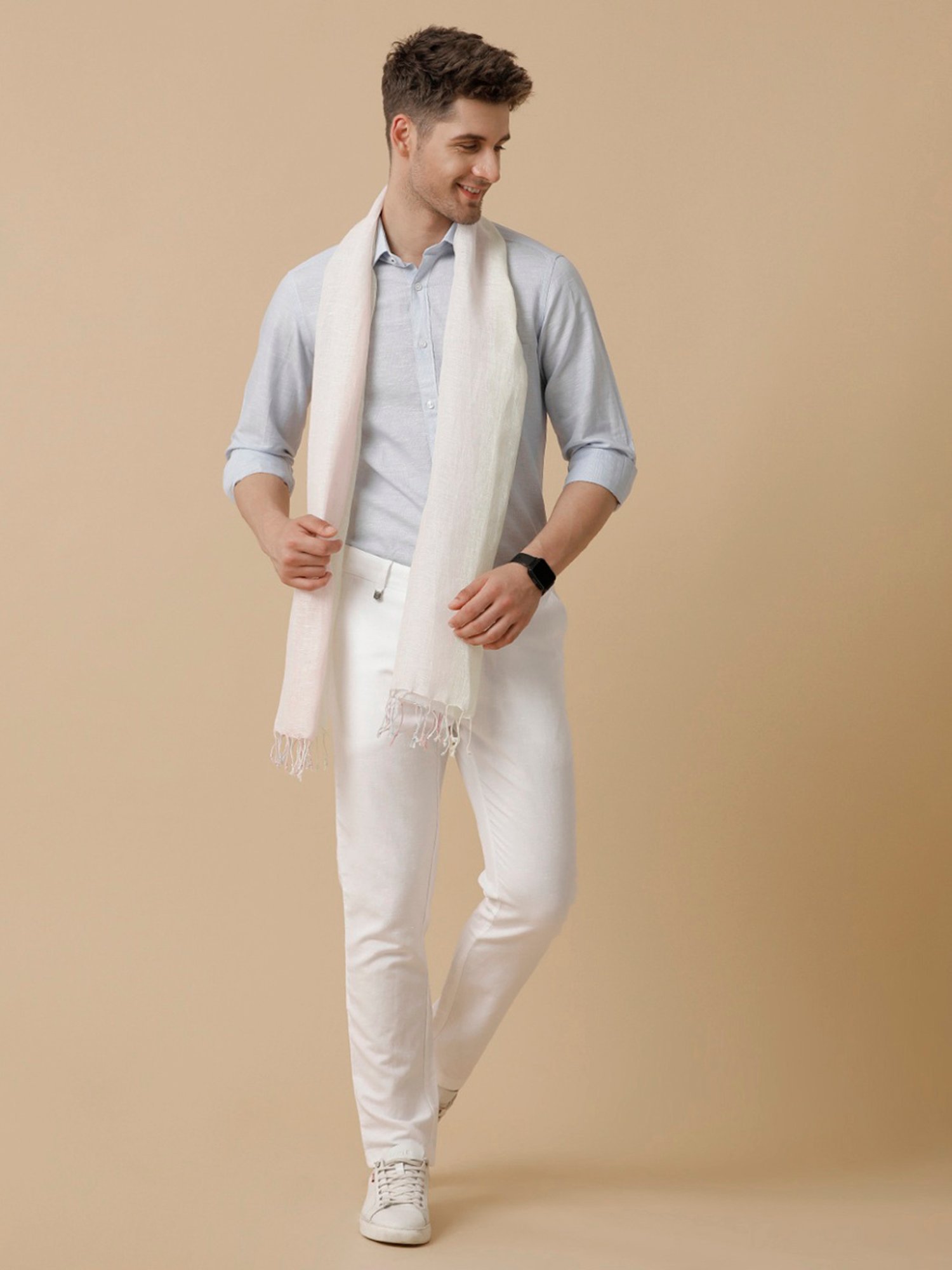 Linen Club Pink Solid  Stole