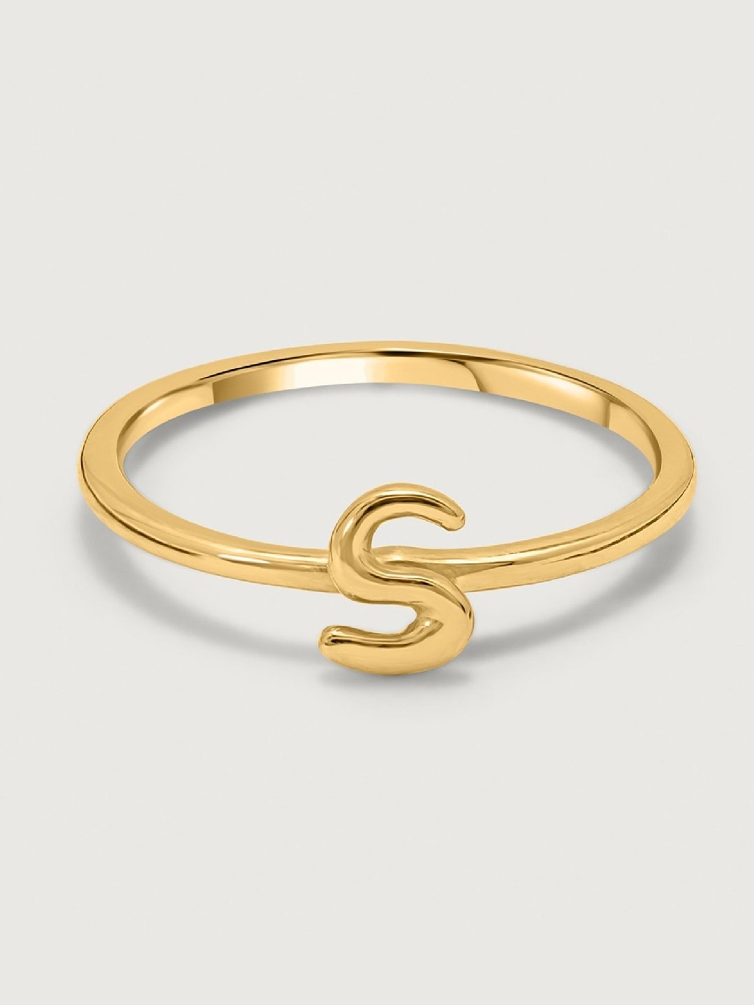 Mia by Tanishq Letter S 14k Yellow Gold Initial Ring