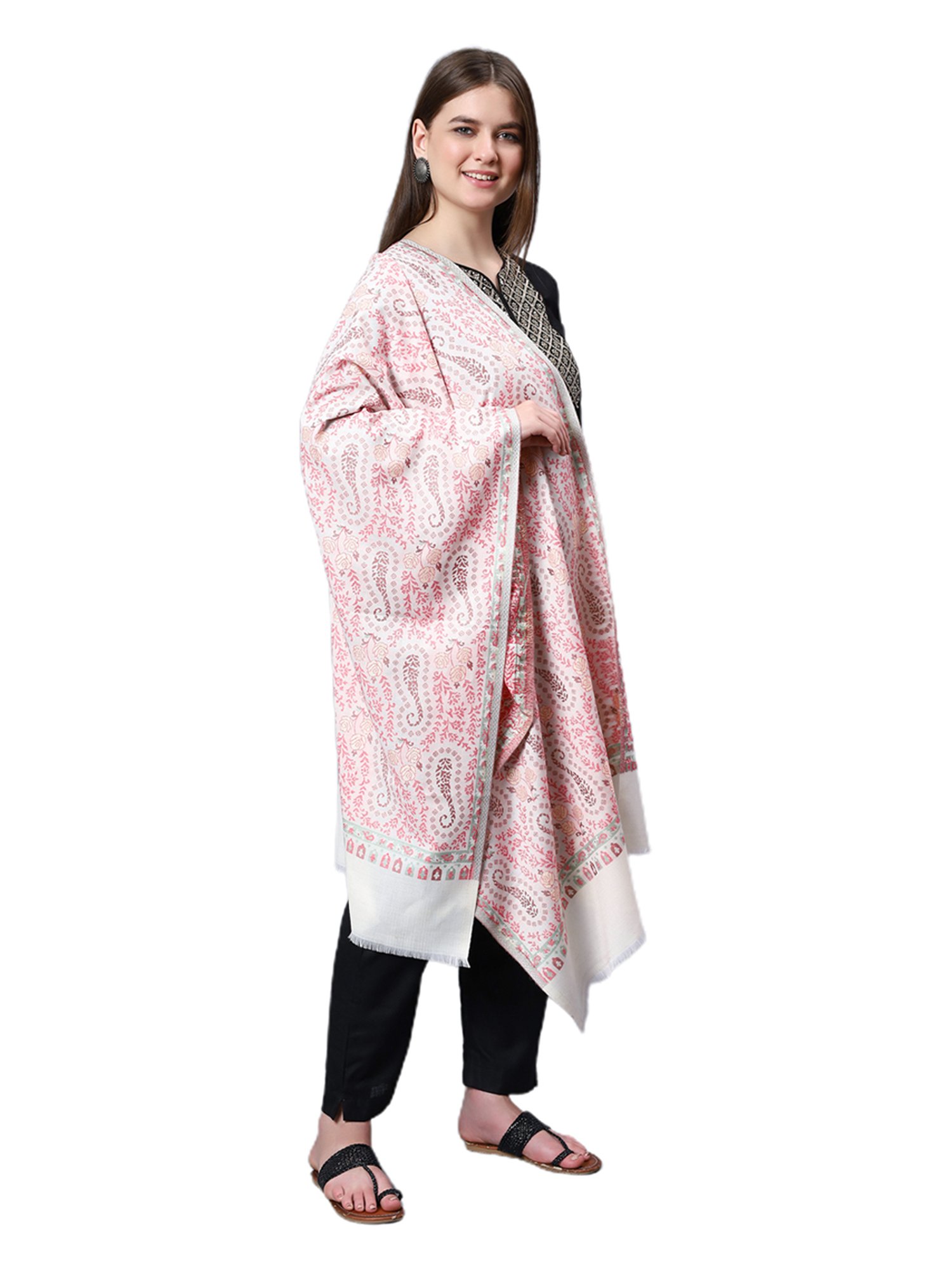 Aditi Wasan White Floral Stole