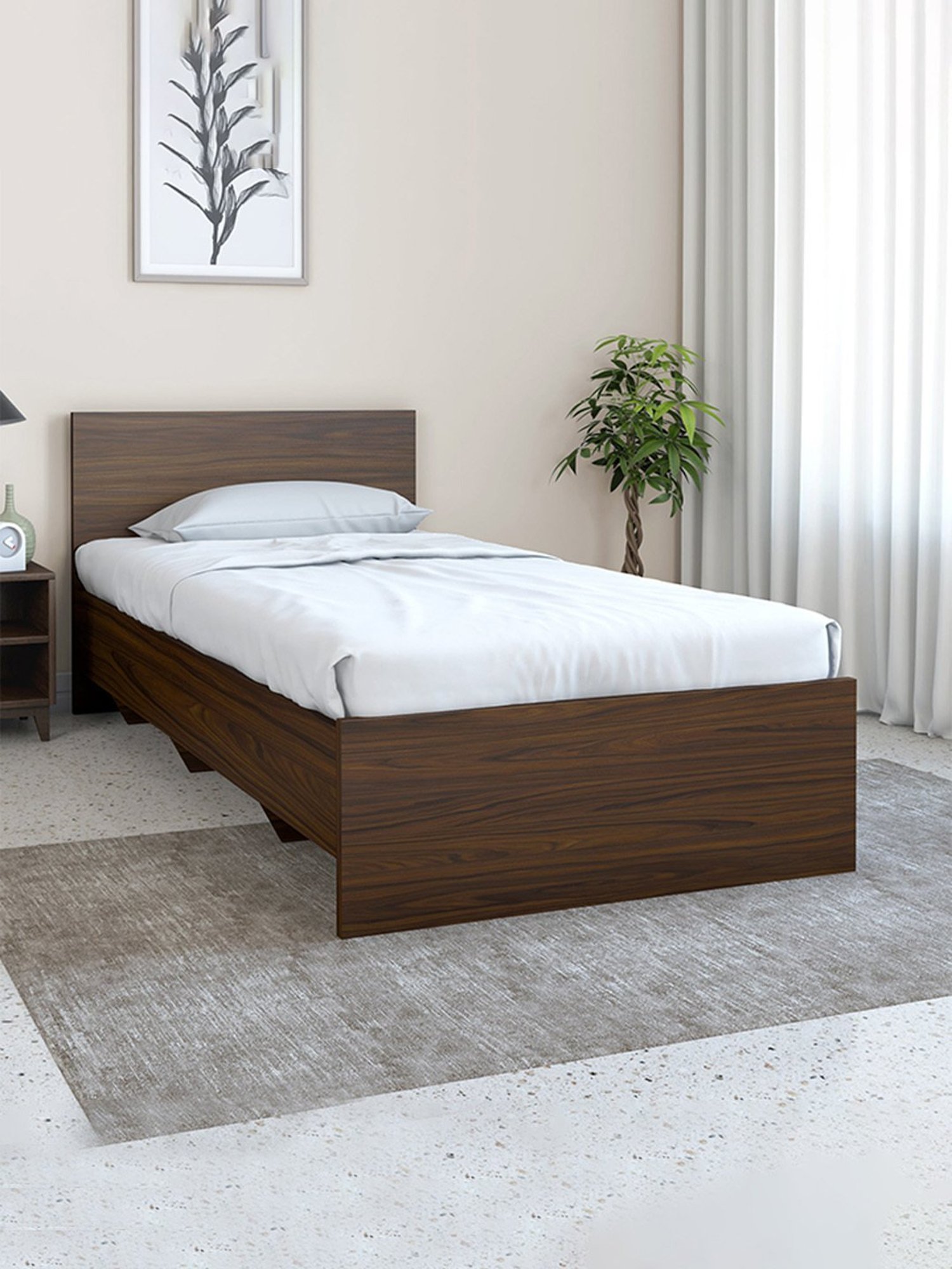 Nilkamal Arthur Walnut Brown Engineered Wood Single Bed without Storage