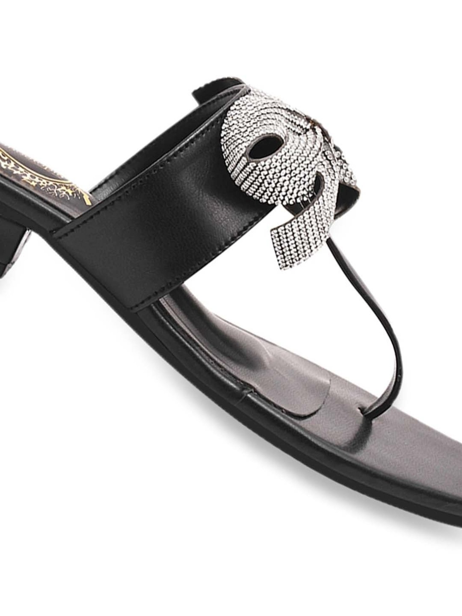 Shoetopia Women's Black T-Strap Sandals