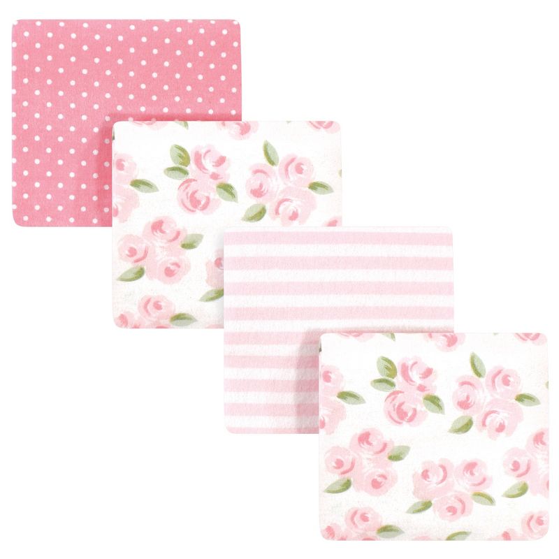 Little Treasure Baby Girl Cotton Flannel Receiving Blankets, Beyoutiful 4-Pack, One Size