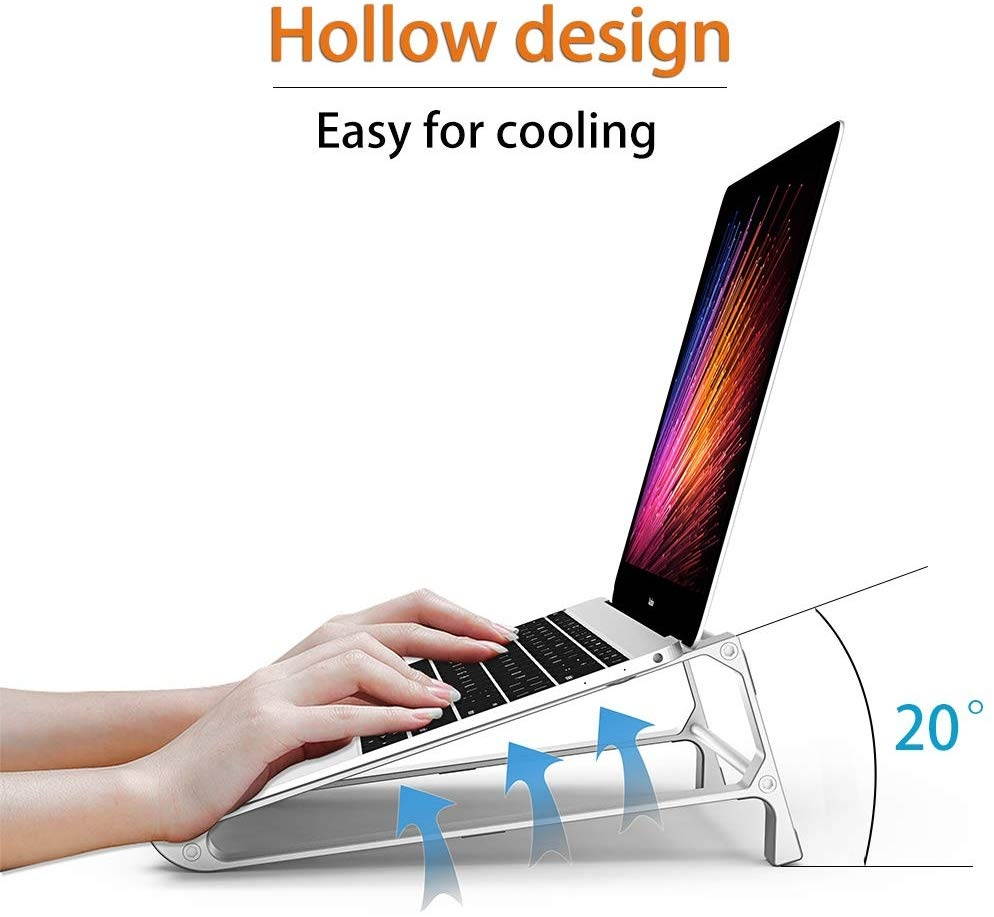 2 in 1 Design Aluminum Vertical Laptop Cooling Stand Holder for MacBook Air Pro 13 15 Surface 11-17 Inch Notebook Desktop Stand