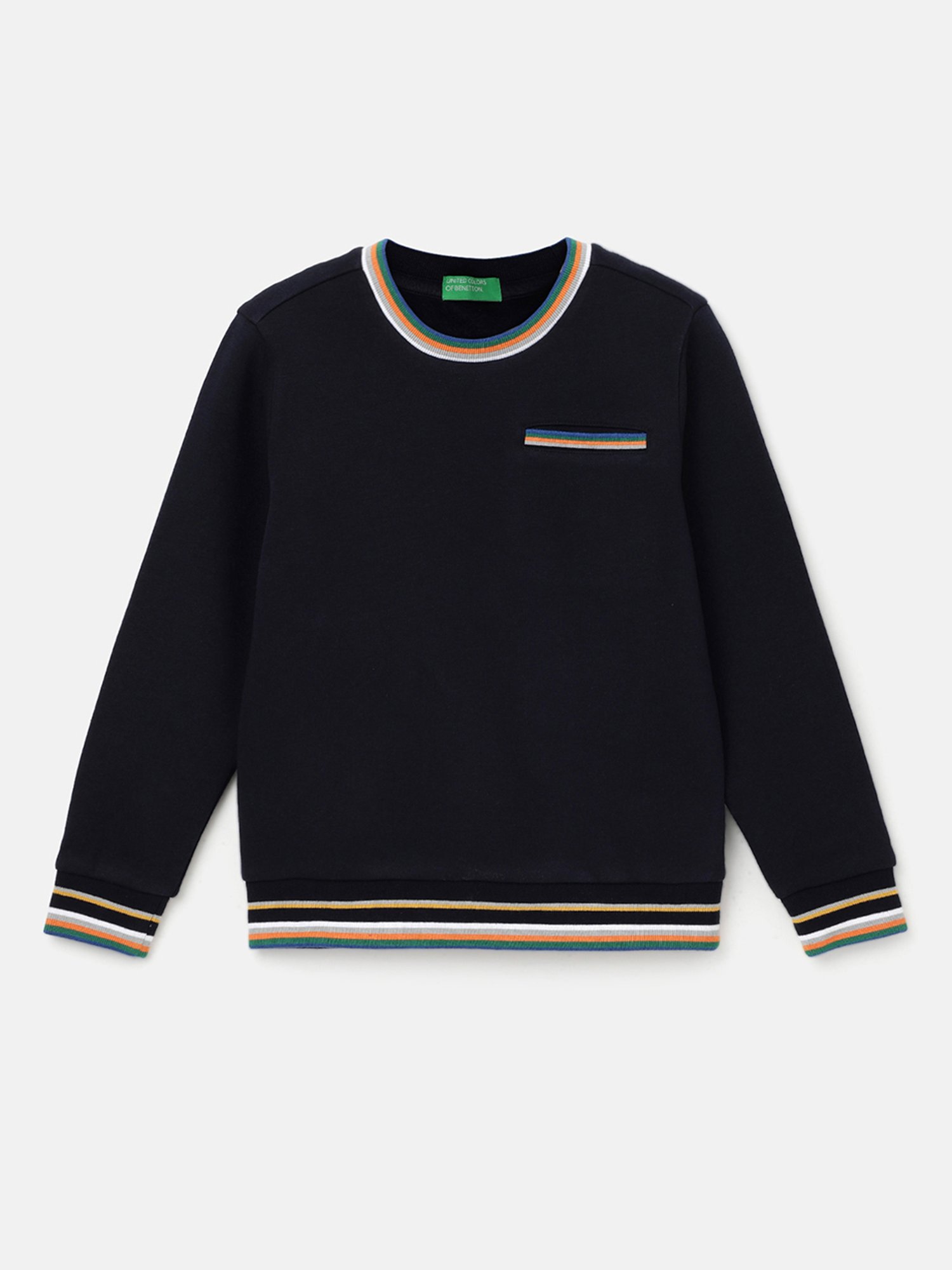 United Colors of Benetton Kids Black Solid Full Sleeves Sweatshirt