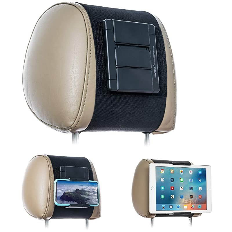 Car Headrest Mount Holder for Tablets and Phones with 5-10.5Inch Screens -Compatible with iPhone iPad Air Mini, Samsung Galaxy, Nintendo Switch