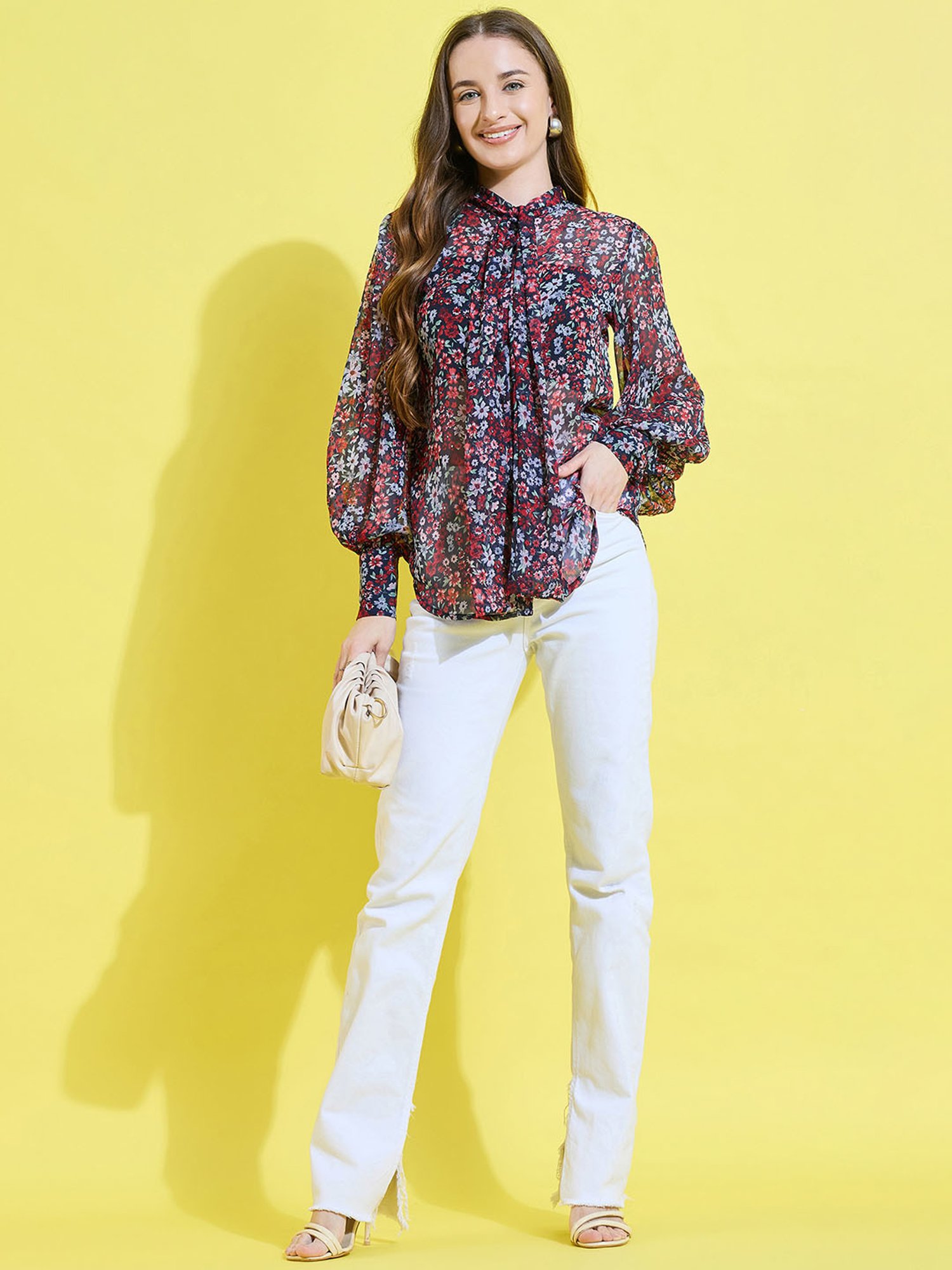 Anvi Be Yourself Navy Floral Print Shirt