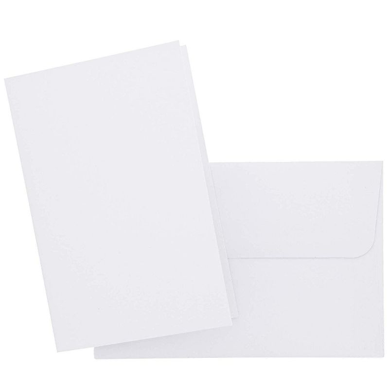 Sustainable Greetings 100-Pack White Blank Half Fold All Occasions Greeting Cards Bulk Sets with Envelopes 4x6 in