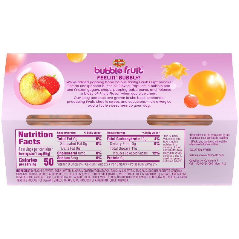 Del Monte Bubble Fruit Peach Strawberry Lemonade - 3.5oz