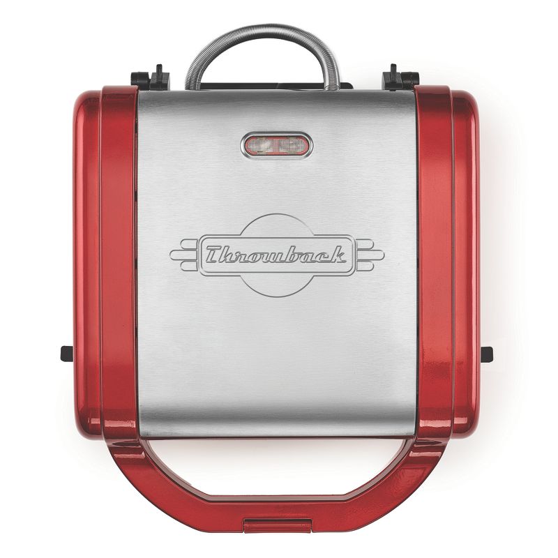 Throwback 60047 Multi Functional 3-in-1 Donut, Cupcake, and Waffle Stick Mini Treat Baker with 6 Detachable Nonstick Cooking Plates, Red