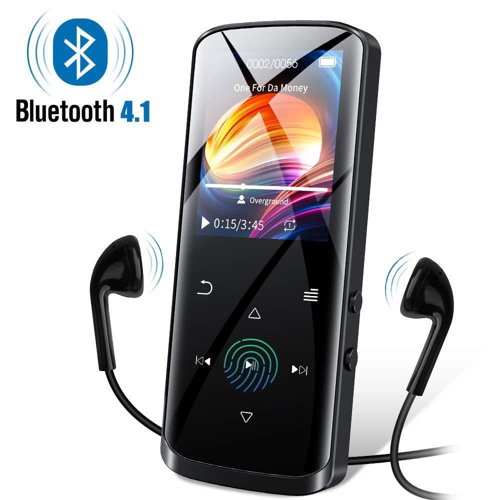 Mp3 Player,16GB Mp3 Player with Bluetooth,Built-in Speaker,Portable HiFi Lossless Sound Music Player with FM Radio Voice Recorder Touch Button with Screen Support up to 128GB(Black)
