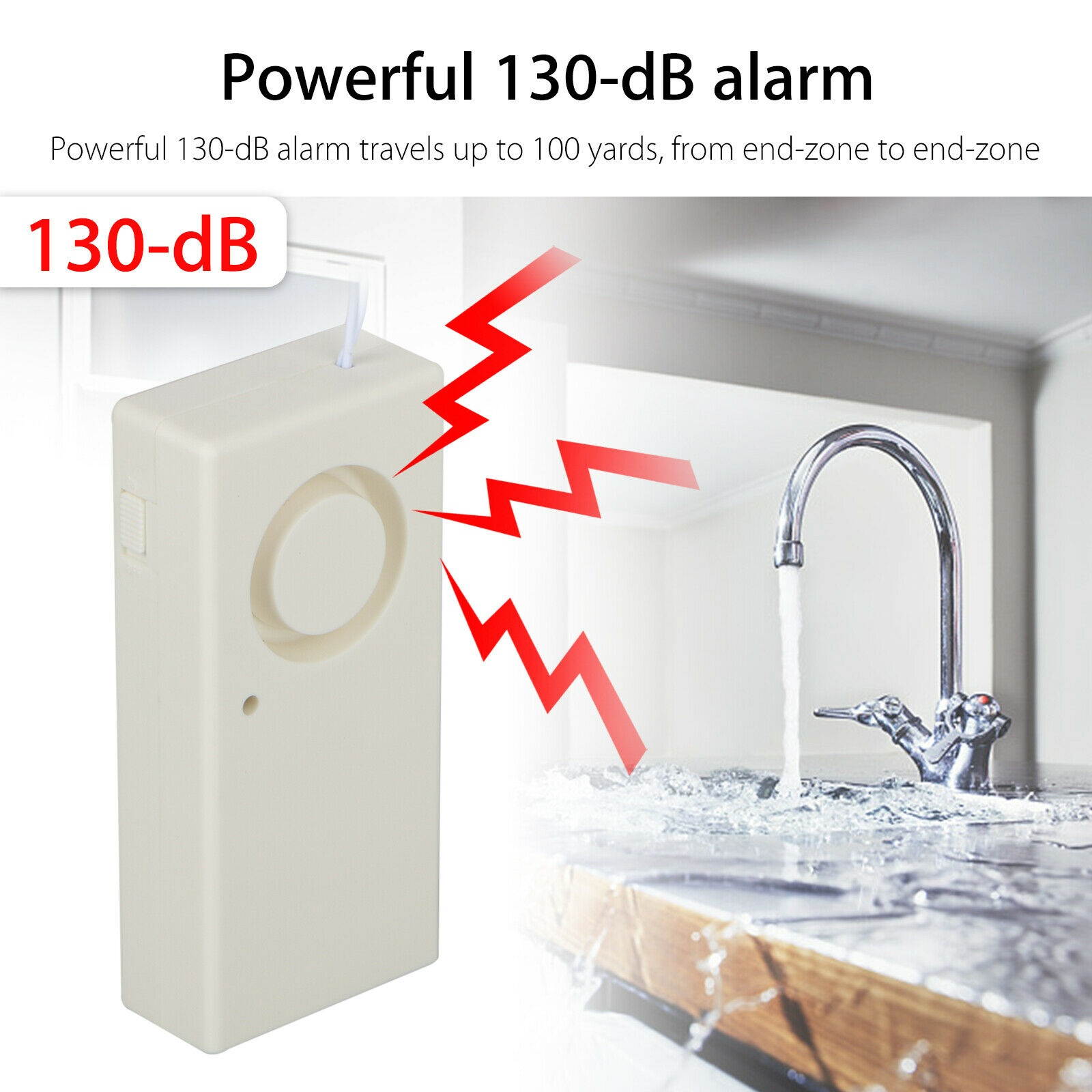 130db Water Leak Alarm Flood Level Overflow Detector Sensor Home Security Alert
