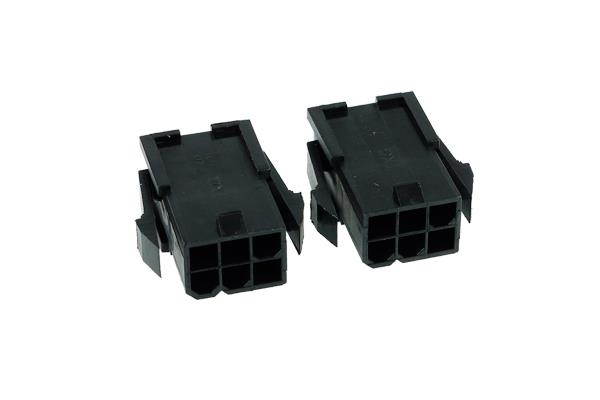 Phobya ATX Power Connector 6 Pin, Female, 2 pcs, Black, 2-pack