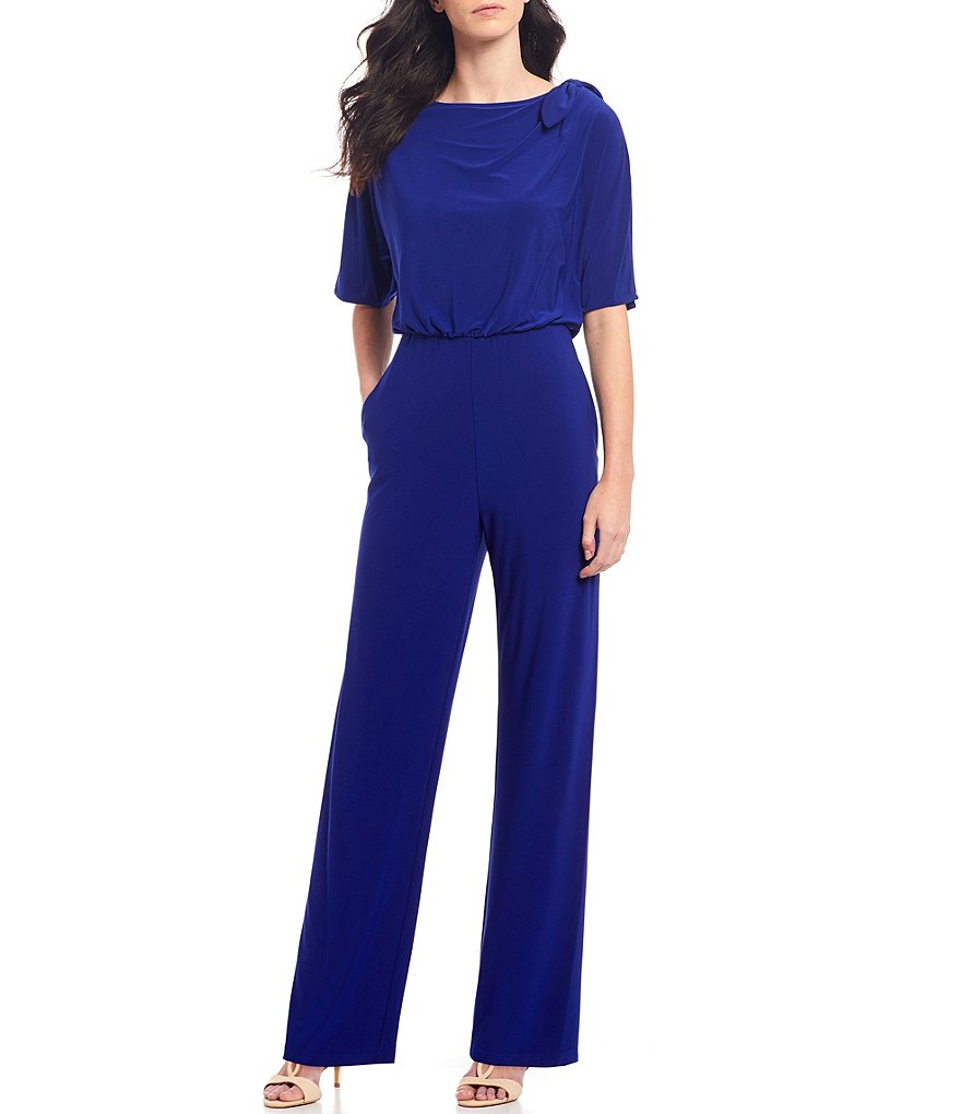 Vince Camuto Short Sleeve Tie Shoulder Blouson Jumpsuit