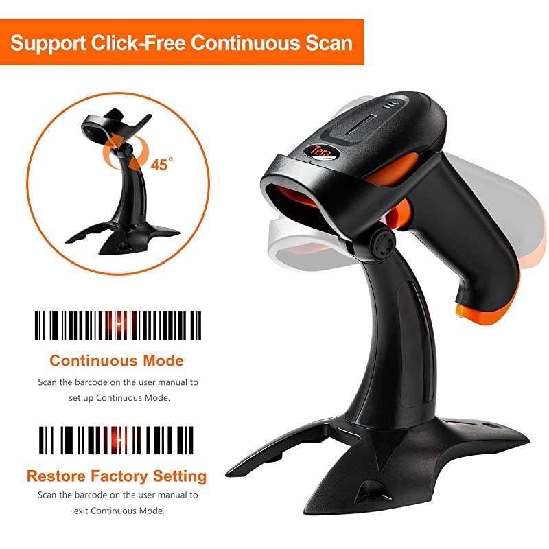 Wireless 2D QR Barcode Scanner with Stand 3 in 1 Compatible with Bluetooth amp 24GHz Wireless amp Wired Connection Connect Smart Phone Tablet PC USB Image Bar Code Reader with Vibration Alert