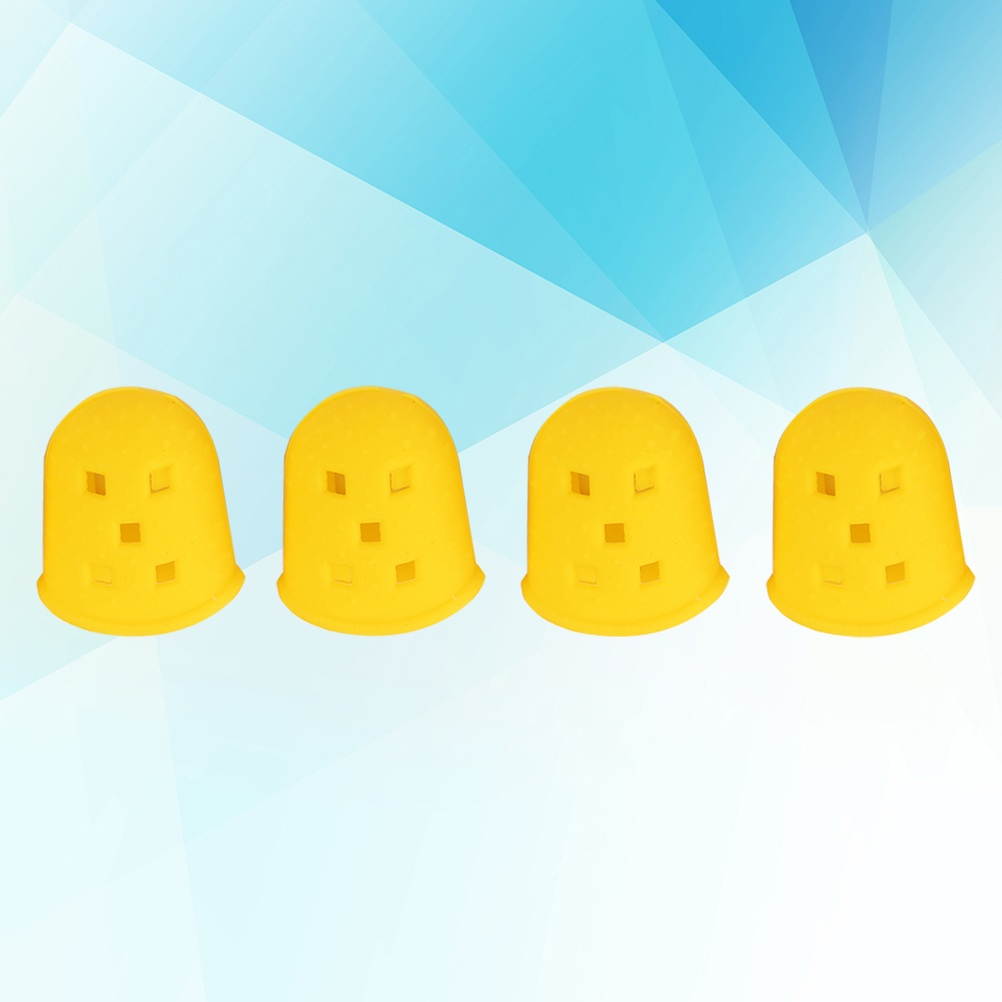 4 Pcs Guitar Fingertip Protectors Silicone Finger Guards Finger Picks Protector Finger Caps for Ukulele Electric Guitar Mandolin - Cyan (M)