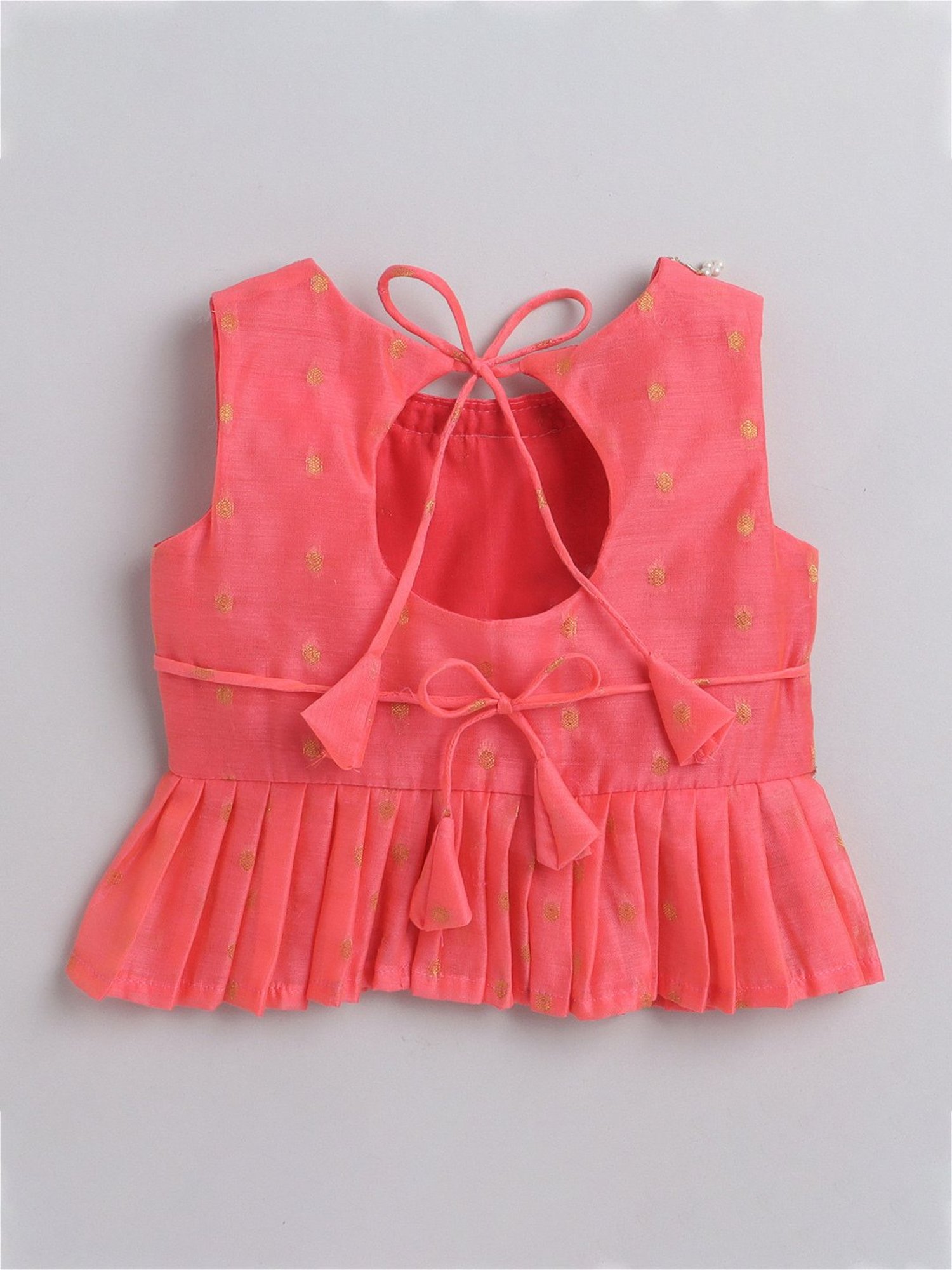 Many Frocks Kids Coral & Pink Embroidered Lehenga with Choli