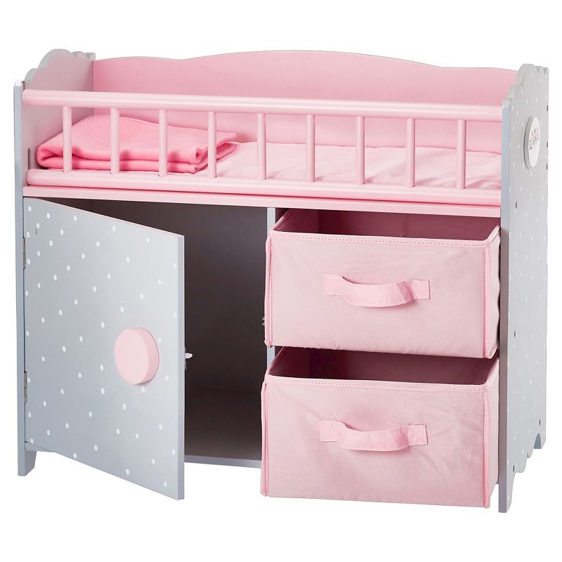 Olivia's Little World - Polka Dots Princess Baby Doll Crib with Cabinet and Cubby