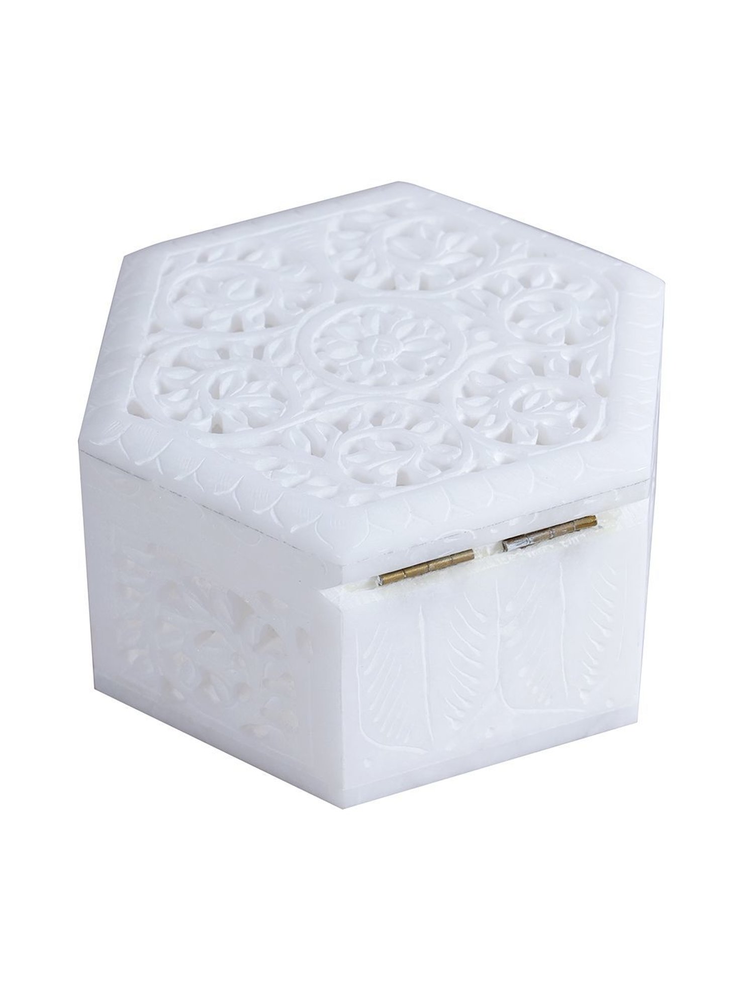 Aapno Rajasthan White Marble Jewellery Box