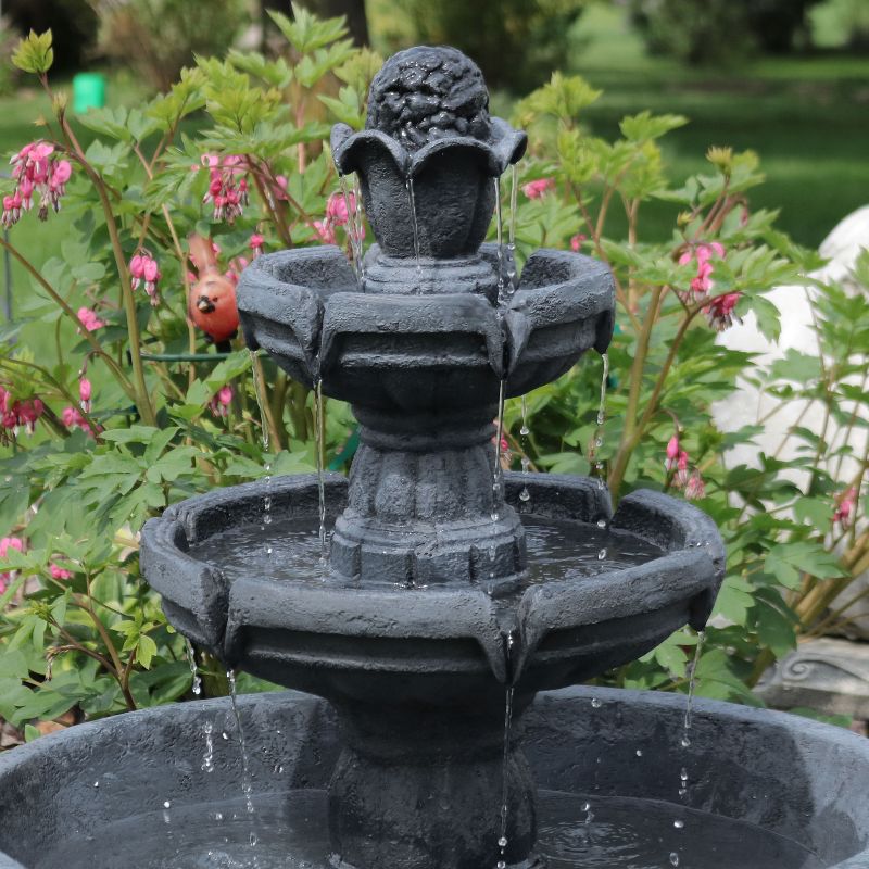 Sunnydaze 34"H Electric Polyresin 3-Tier Budding Fruition Outdoor Water Fountain