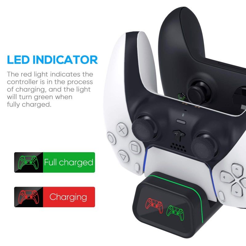 Dual Controller Charger for PS5/ Xbox Series S&X/ Nintendo Switch /Xbox Elite 2/ Google Controllers, Multifunctional Controller Charging Station for PlayStation5 Dualsense, Dual USB Fast Charging Dock