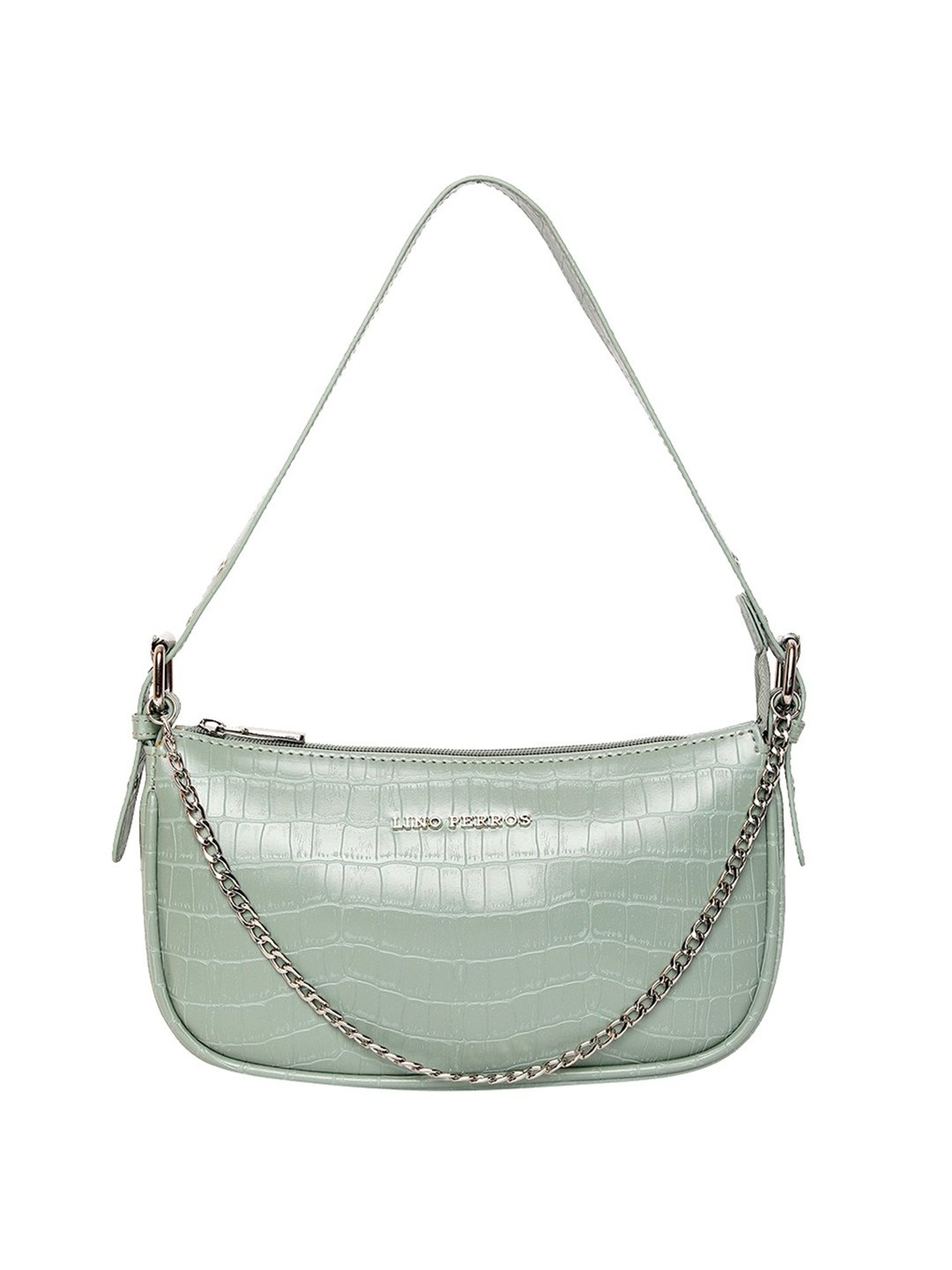 Lino Perros Green Textured Medium Shoulder Handbag