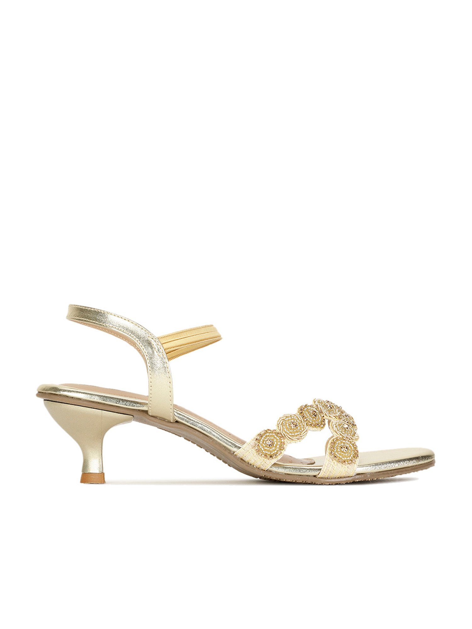 Bata Women's PEACHE 23 Gold Ankle Strap Sandals