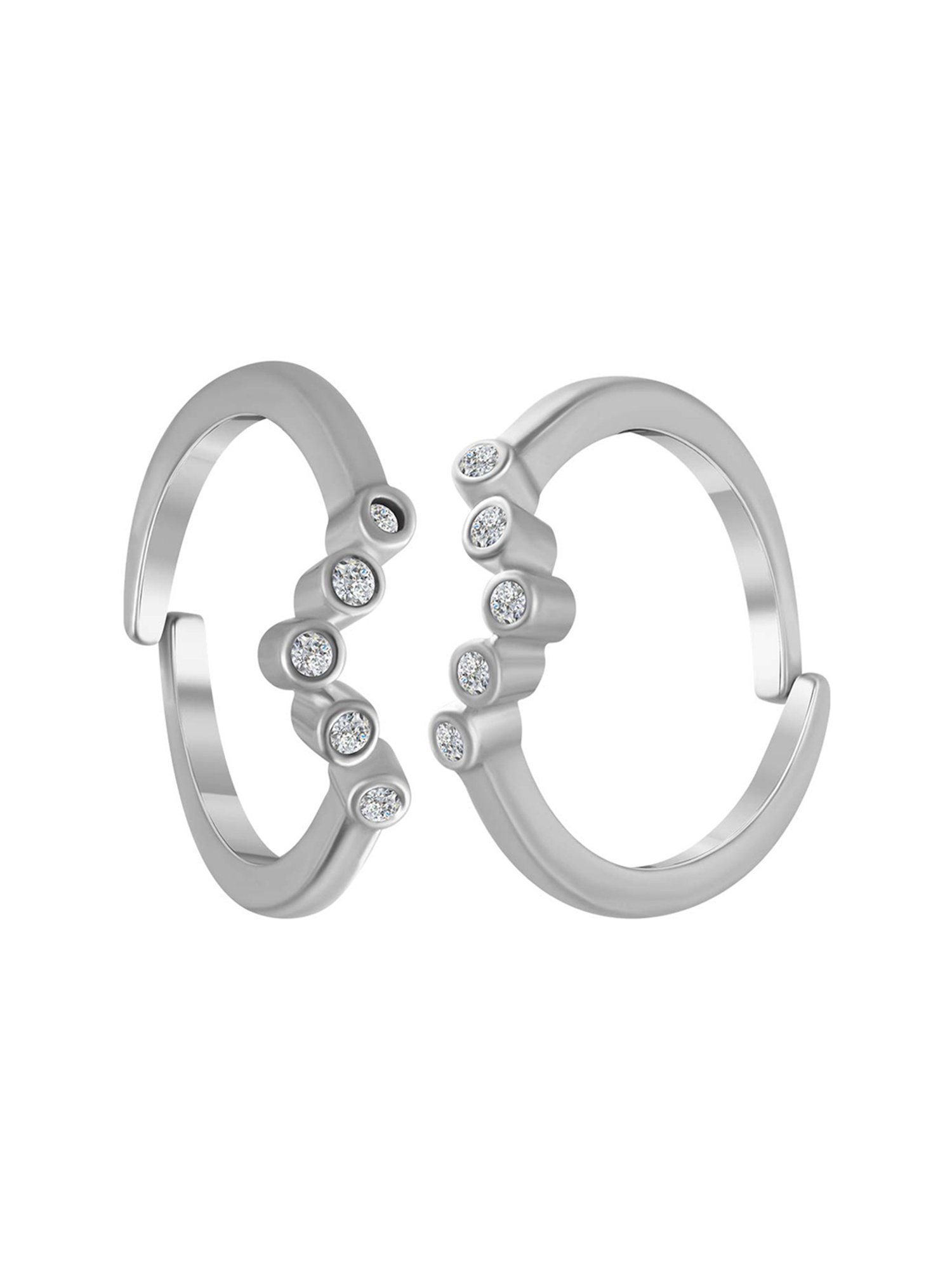 Rihi by P.C. Chandra Jewellers 925 Silver Stone Dot Toe-Rings For Women & Girls