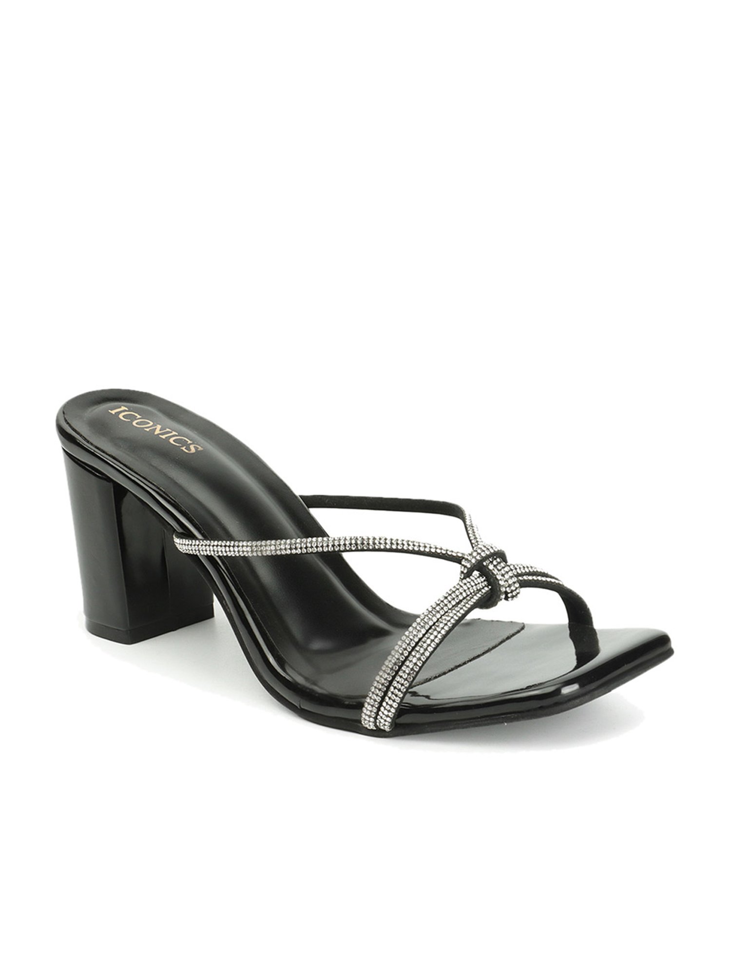 Iconics Women's Black Casual Sandals