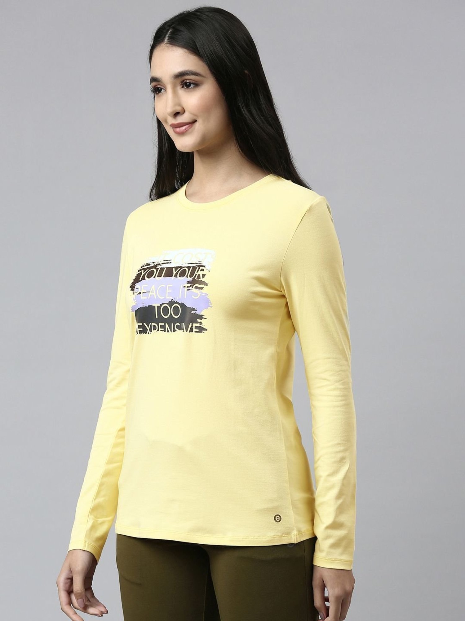 Enamor Yellow Graphic Print T-Shirt