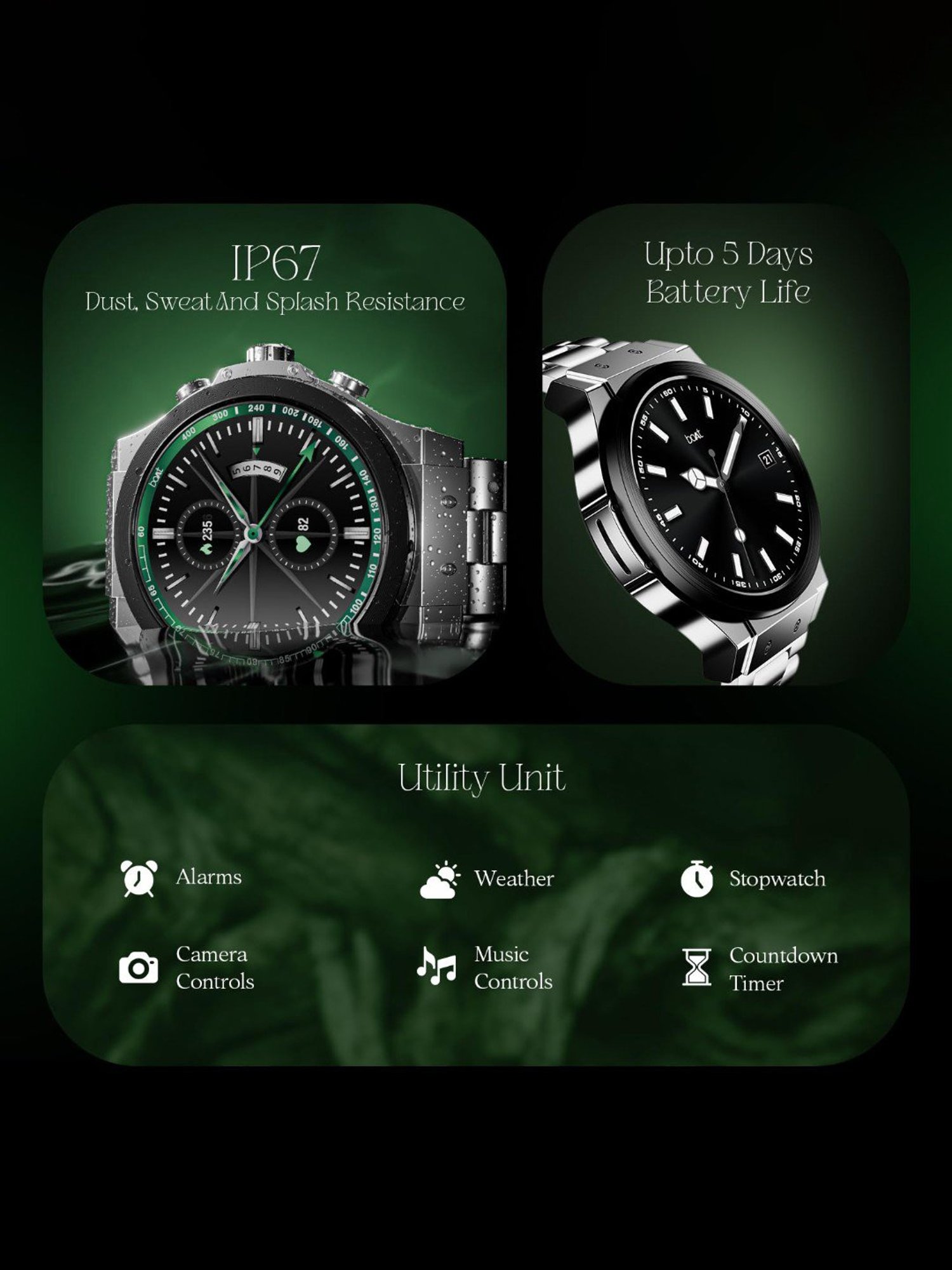 Boat Enigma X400 BT Calling Smartwatch with 1.45 inch AMOLED Display (Silver Chrome)