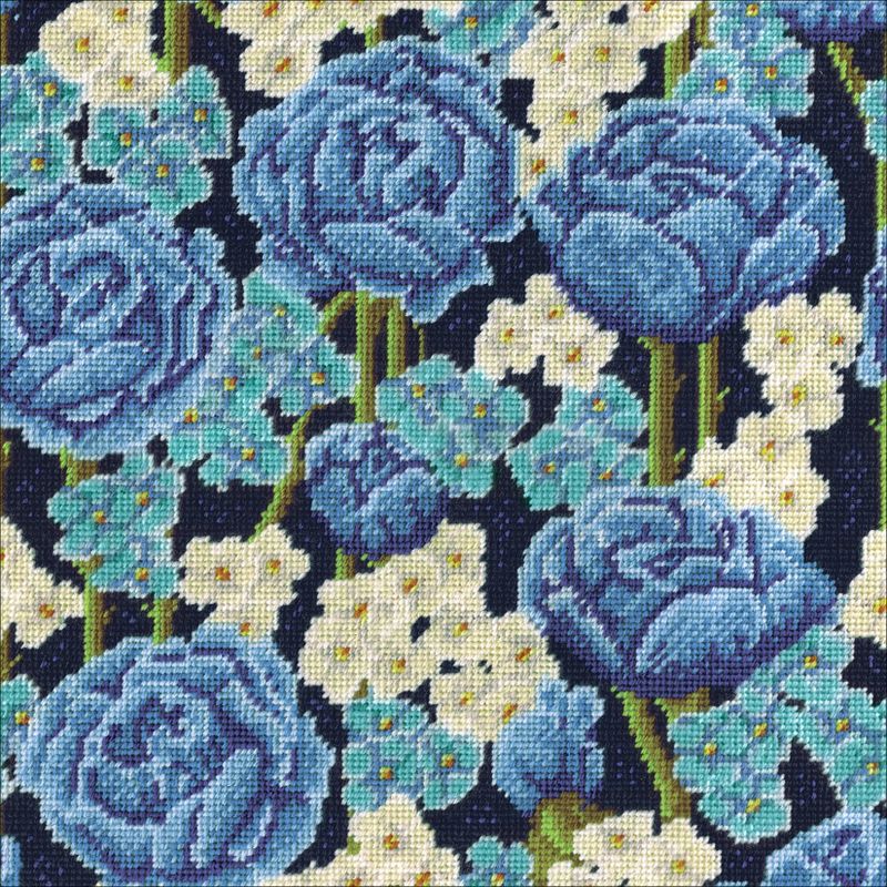 Design Works Needlepoint Kit 12"X12"-Blue Roses-Stitched In Yarn