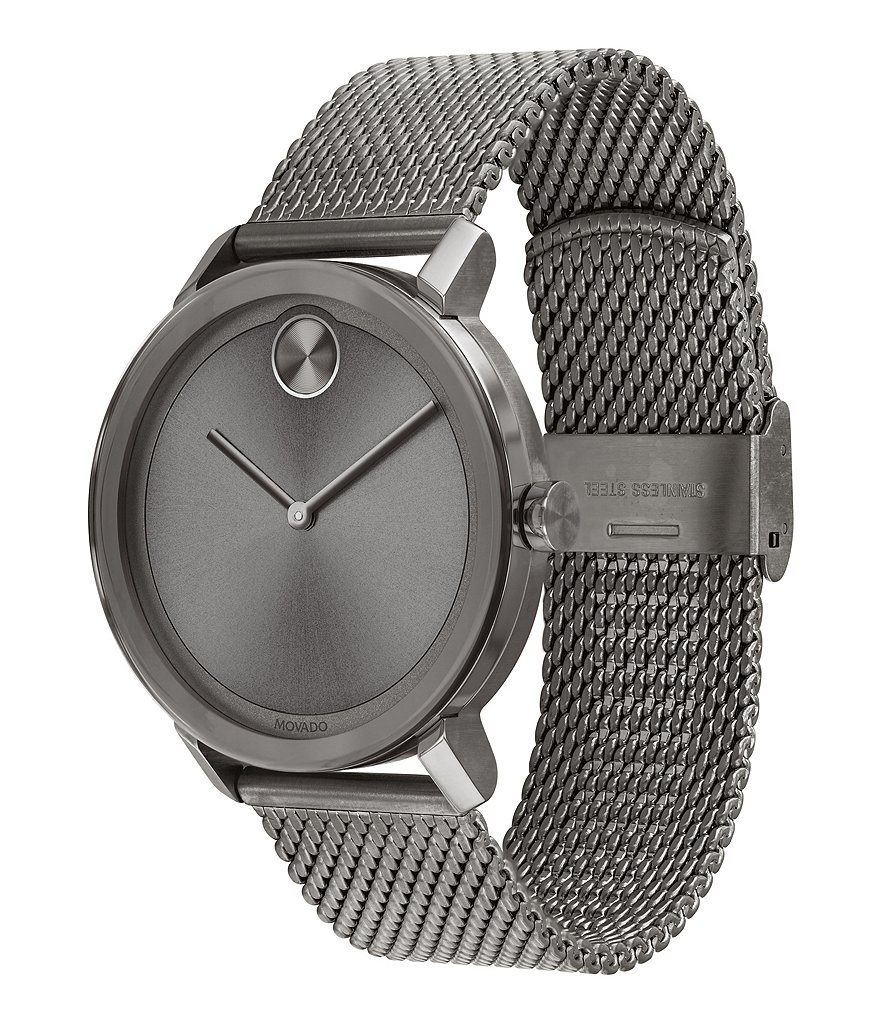 Movado Bold Evolution Grey Mesh Strap Bracelet Watch
