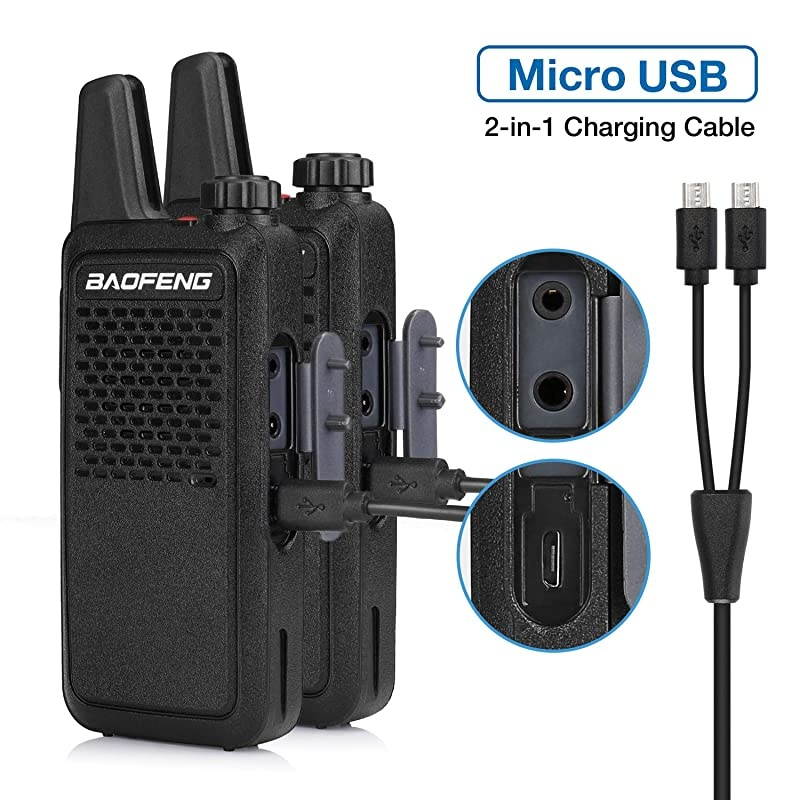 GT22 FRS Two Way Radio License Free 2W 1500mAh Battery Handsfree Portable Walkie Talkie Micro USB Charging headsets 4 Pack