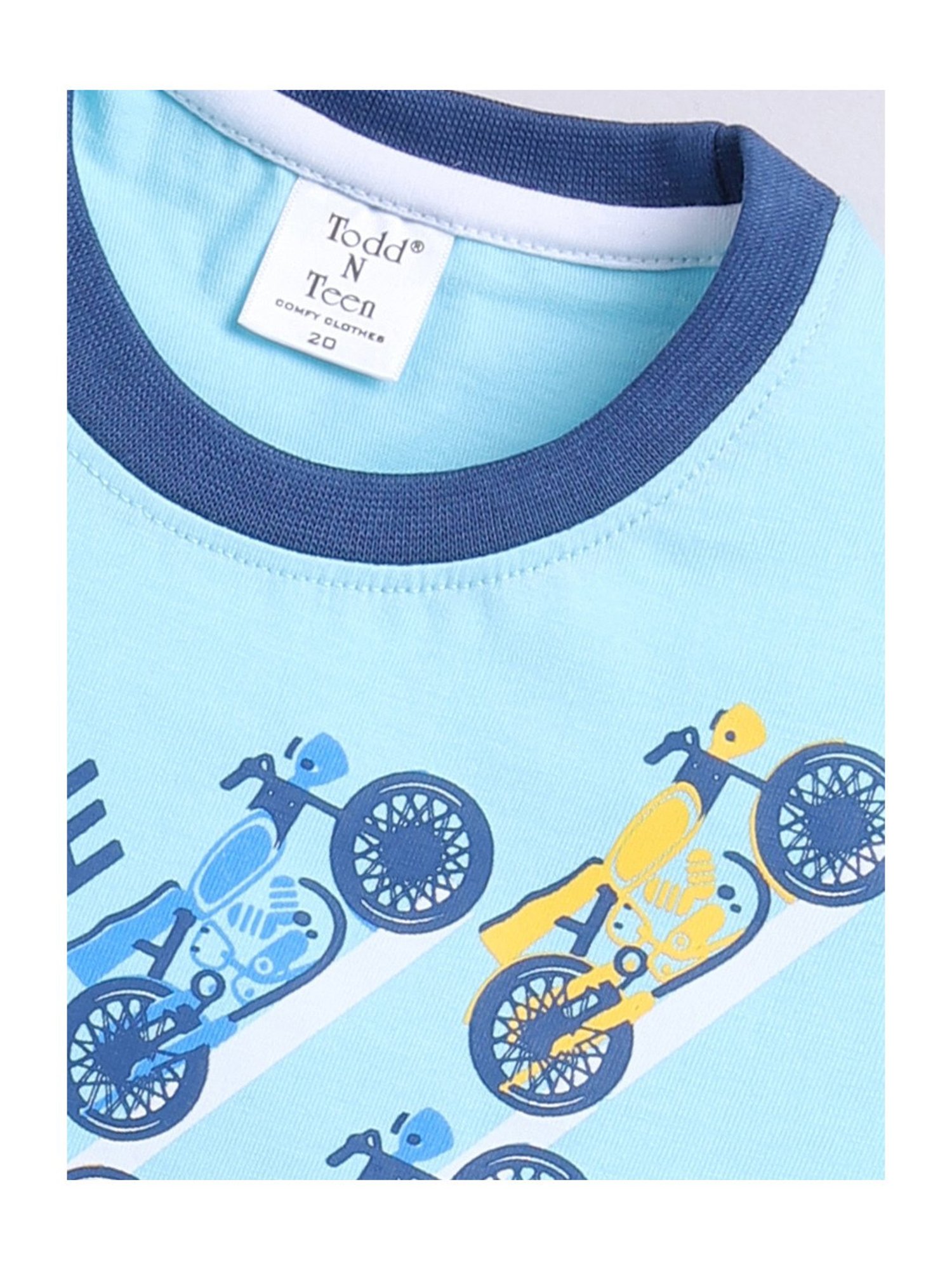 Todd N Teen Kids Blue Printed T-Shirt With Shorts
