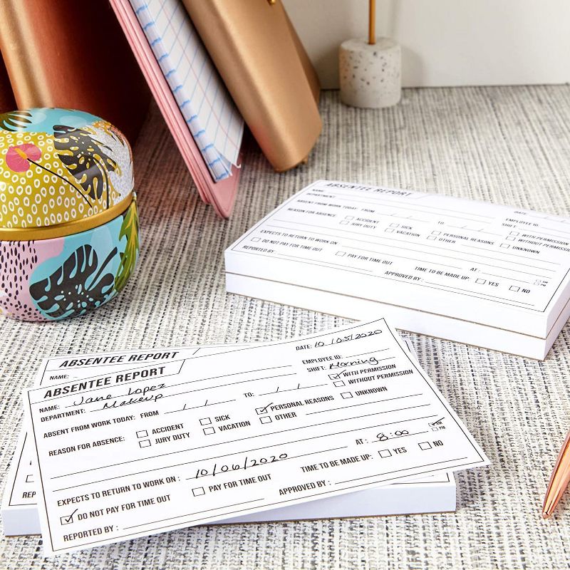 Stockroom Plus 5 Pads 500 Sheets Absentee Report Paper Forms for Work and School (6 x 4 in)