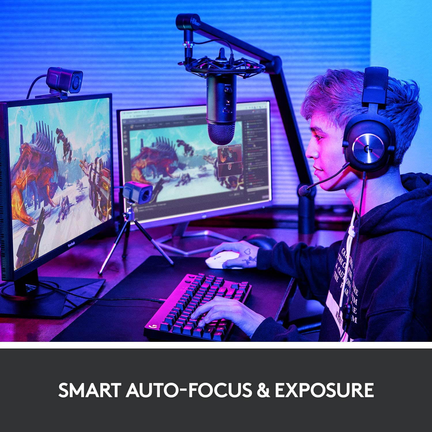 Logitech StreamCam, 1080P HD 60fps Streaming Webcam with USB-C and Built-in Microphone (In Hand)