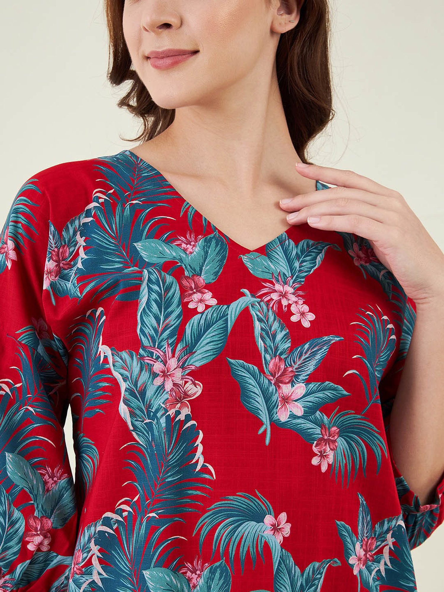 The Kaftan Company Red Printed A Line Dress