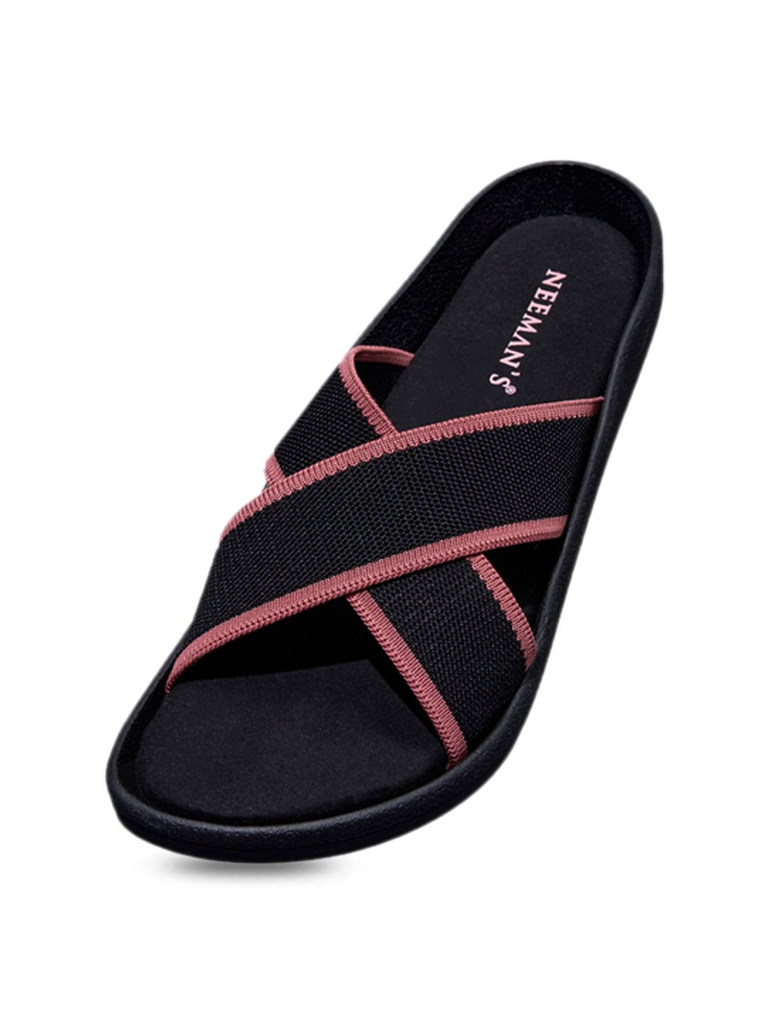 Neemans Women's Black Cross Strap Sandals