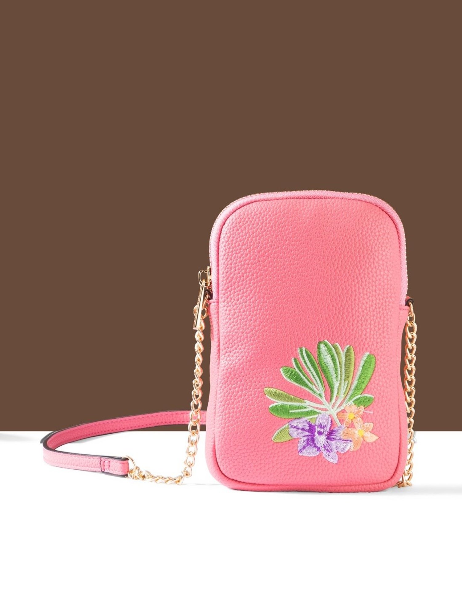 Accessorize London Pink Embroidered Mobile Pouch