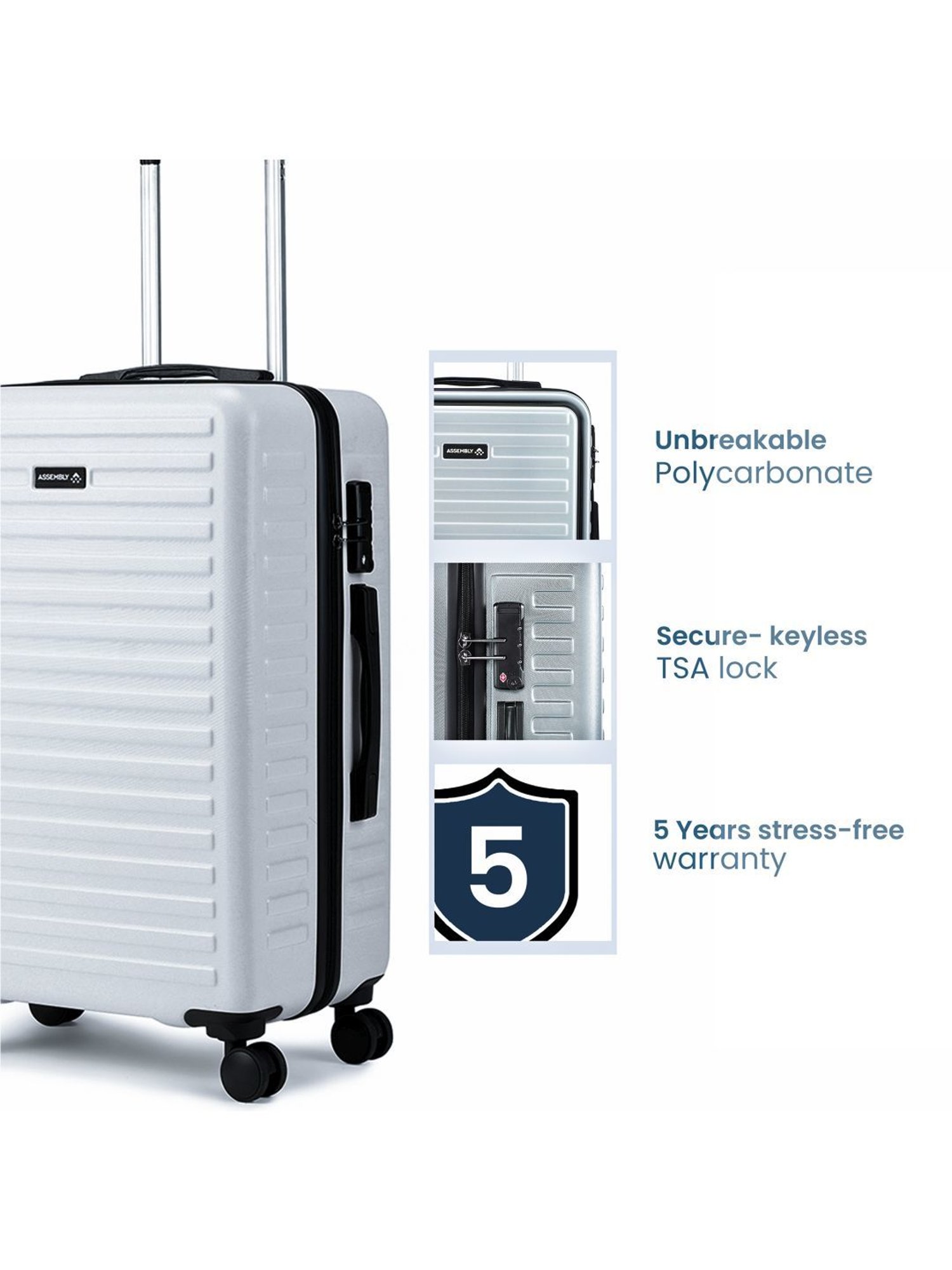 Assembly Silver Textured Trolley Bag Pack of 2 - 24 inch & 28 inch