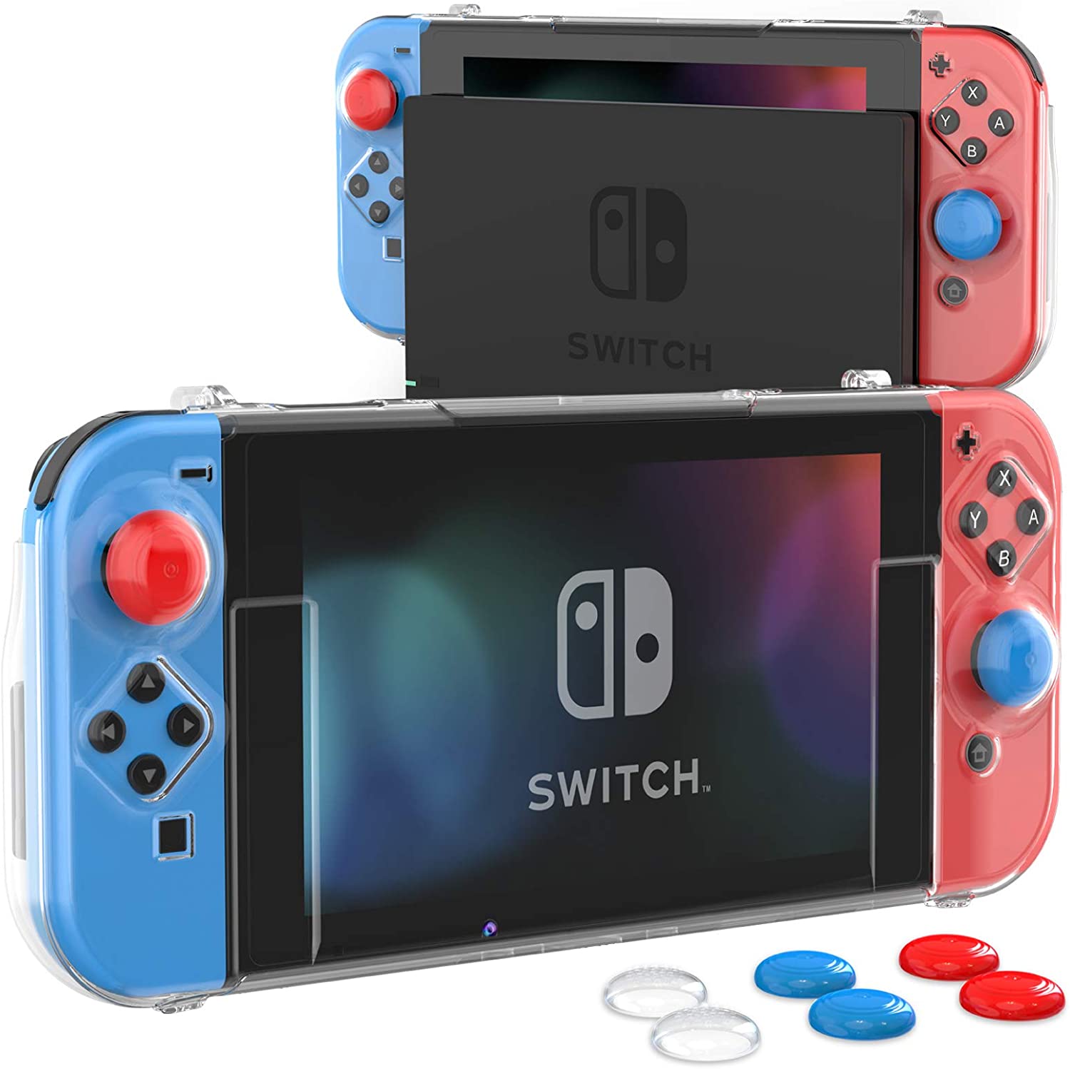 HEYSTOP Case Compatible with Nintendo Switch Dockable Switch Cover Protective Case with Screen Protector and Thumb Stick Caps