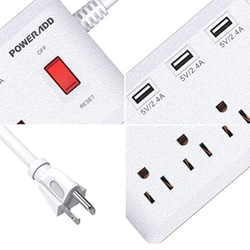 POWERADD Power Strip Surge Protector 6 Outlets & 6 USB Charging Ports, 6ft Heavy Duty Extension Cord, USB Outlet Extender for Home & Office 1625W/13A
