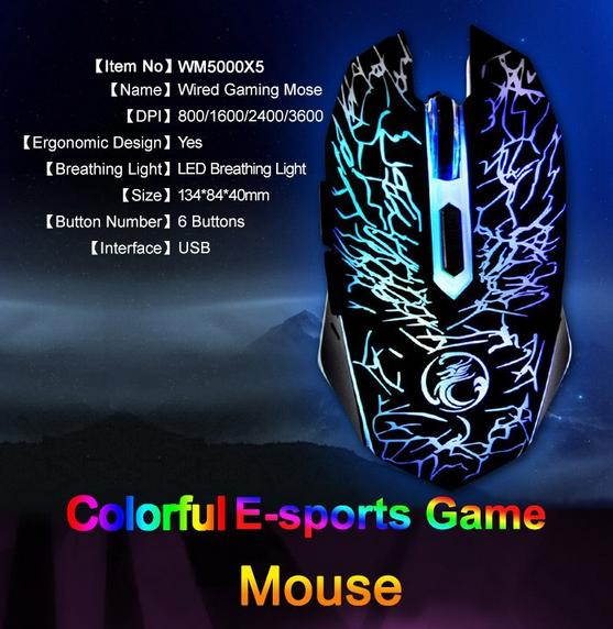 Funtech Wired Gaming Mouse USB Optical Computer Mouse 6 Buttons Professional Gamer Mouse For Laptops Desktops Ratones Pc X5