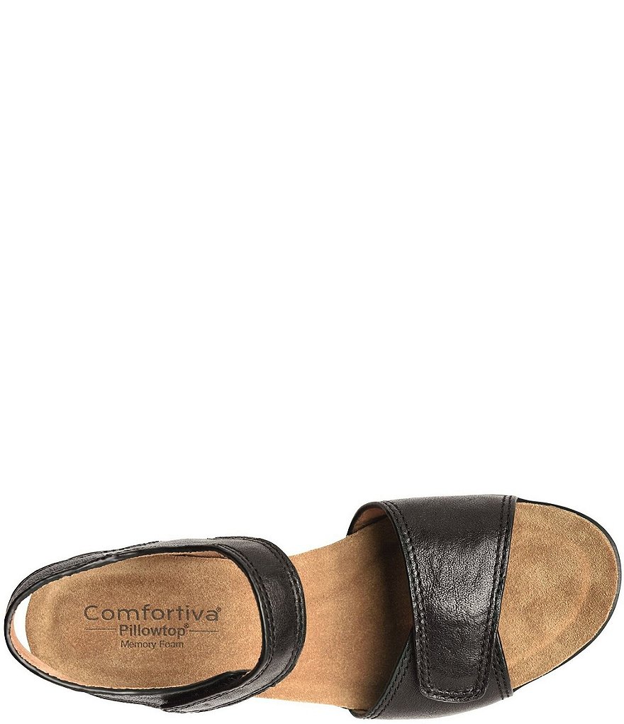 Comfortiva Abria Adjustable Leather Wedge Sandals