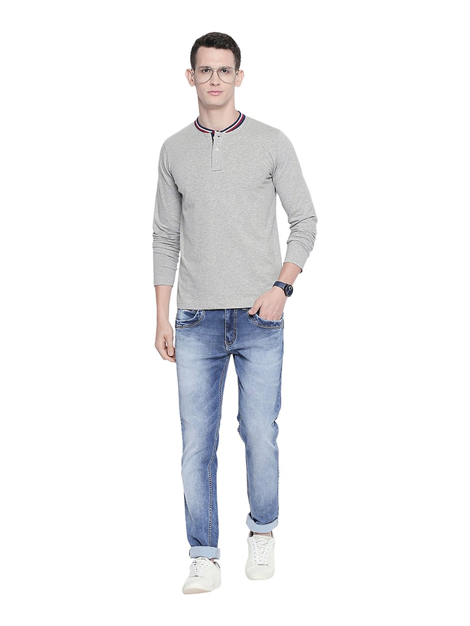 Basics Grey Henley T-Shirt